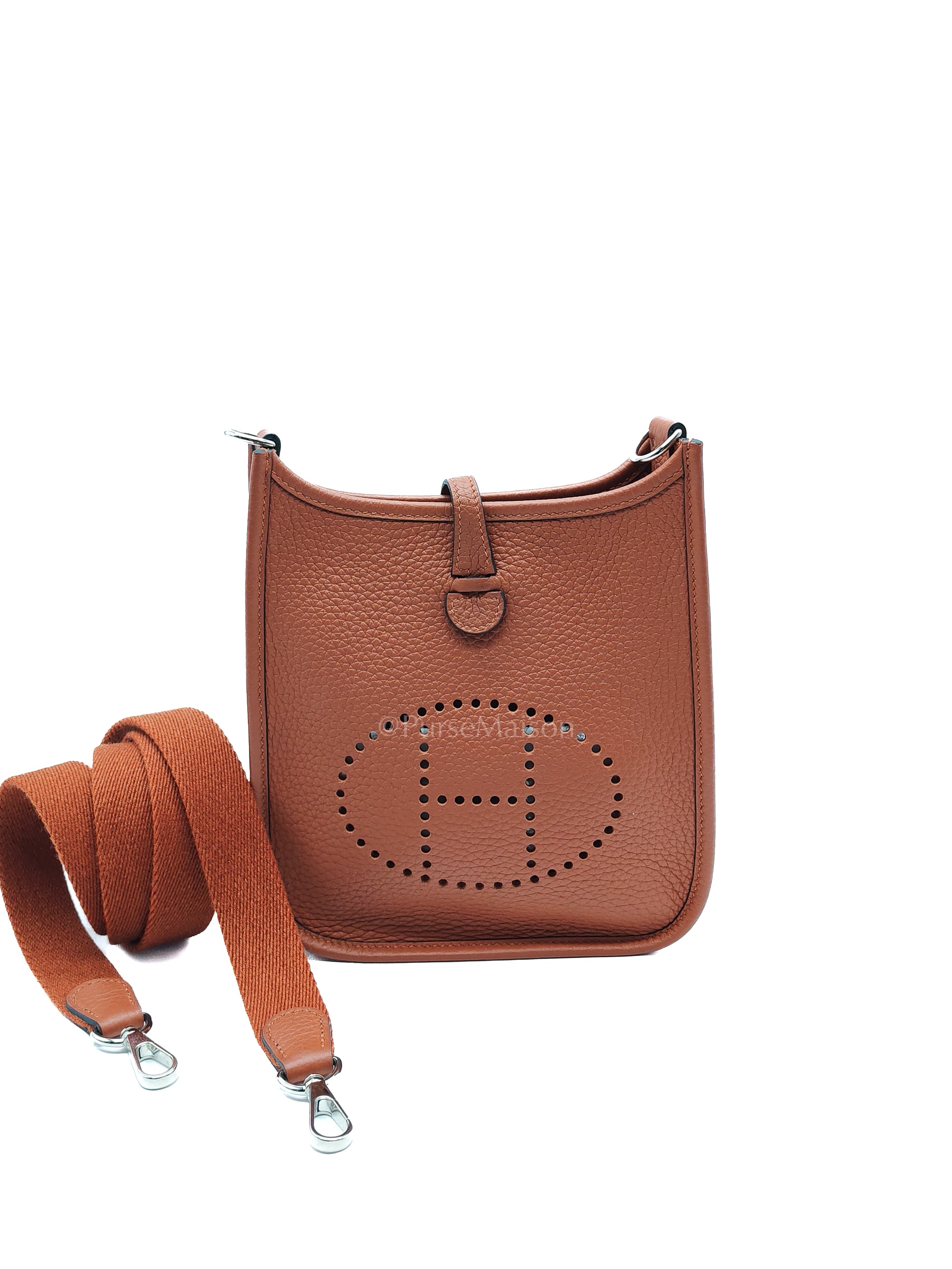 Evelyne TPM in Cuivre Clemence Leather & Palladium Hardware Stamp B (2023) | Purse Maison Luxury Bags Shop