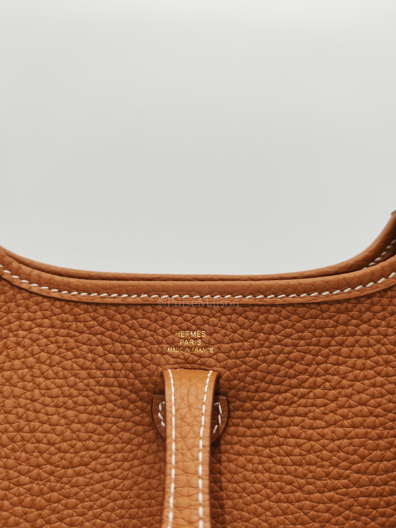 Evelyne TPM In Gold Clemence Leather & Gold Hardware Stamp G (2026) | Purse Maison Luxury Bags Shop