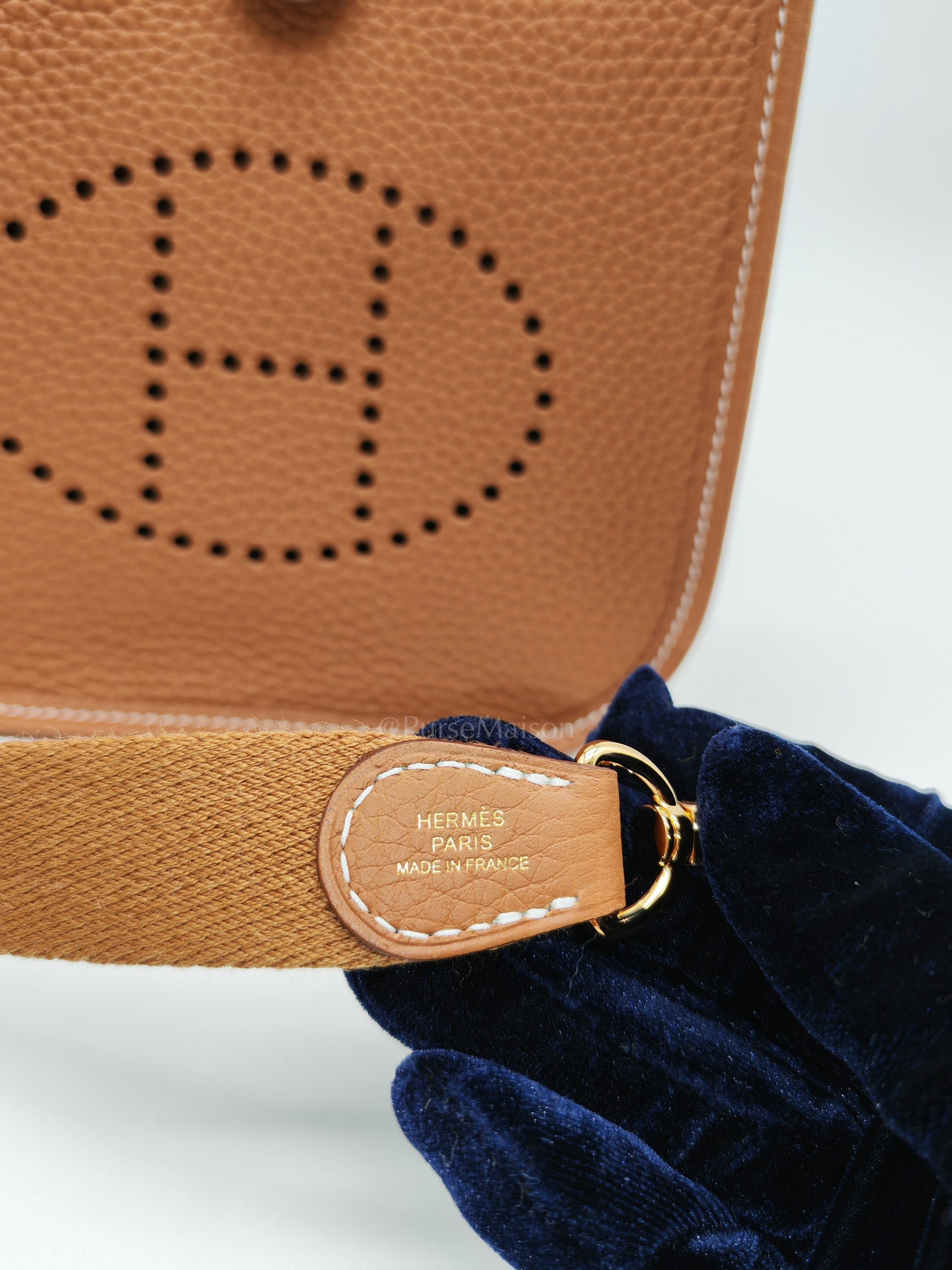Evelyne TPM In Gold Clemence Leather & Gold Hardware Stamp G (2026) | Purse Maison Luxury Bags Shop