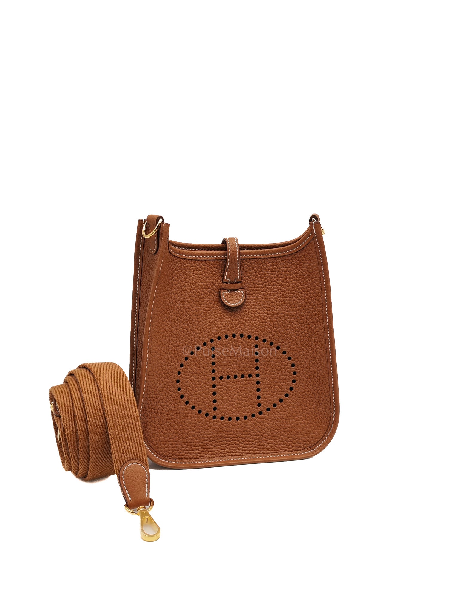 Evelyne TPM In Gold Clemence Leather & Gold Hardware Stamp G (2026) | Purse Maison Luxury Bags Shop