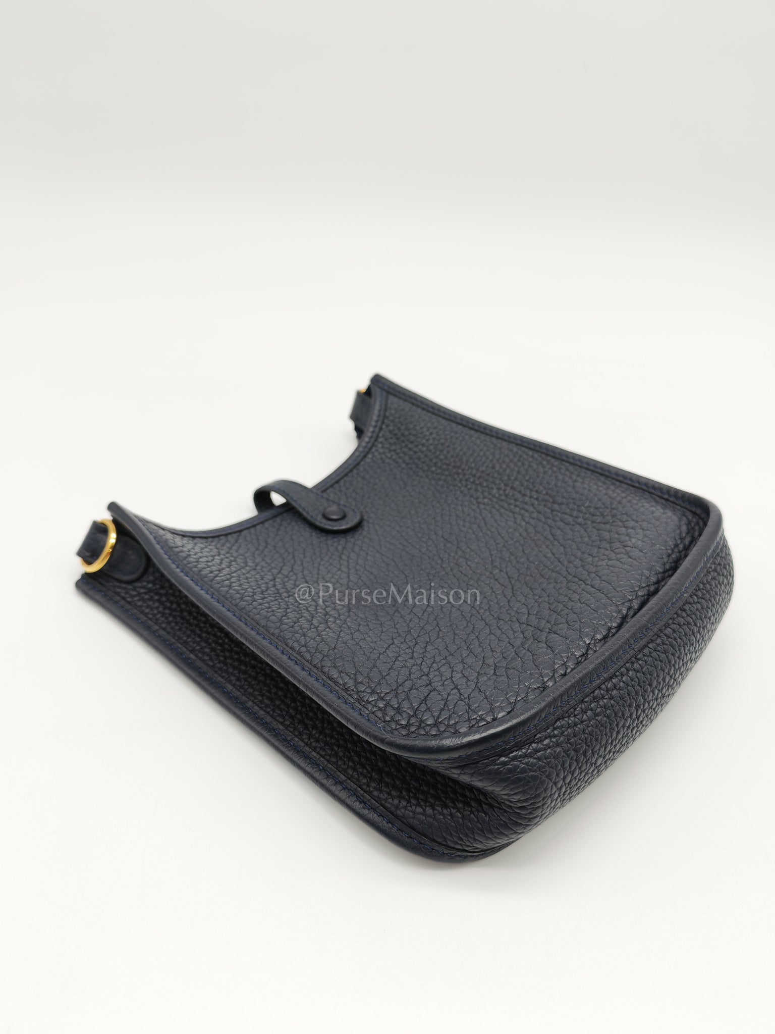 Evelyne TPM in Navy Blue Clemence Leather and Gold Hardware Stamp Z (2021) | Purse Maison Luxury Bags Shop