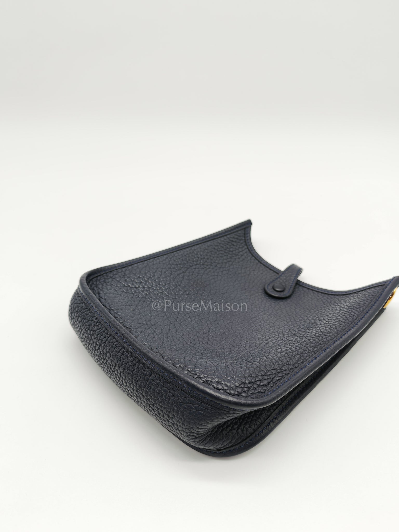 Evelyne TPM in Navy Blue Clemence Leather and Gold Hardware Stamp Z (2021) | Purse Maison Luxury Bags Shop