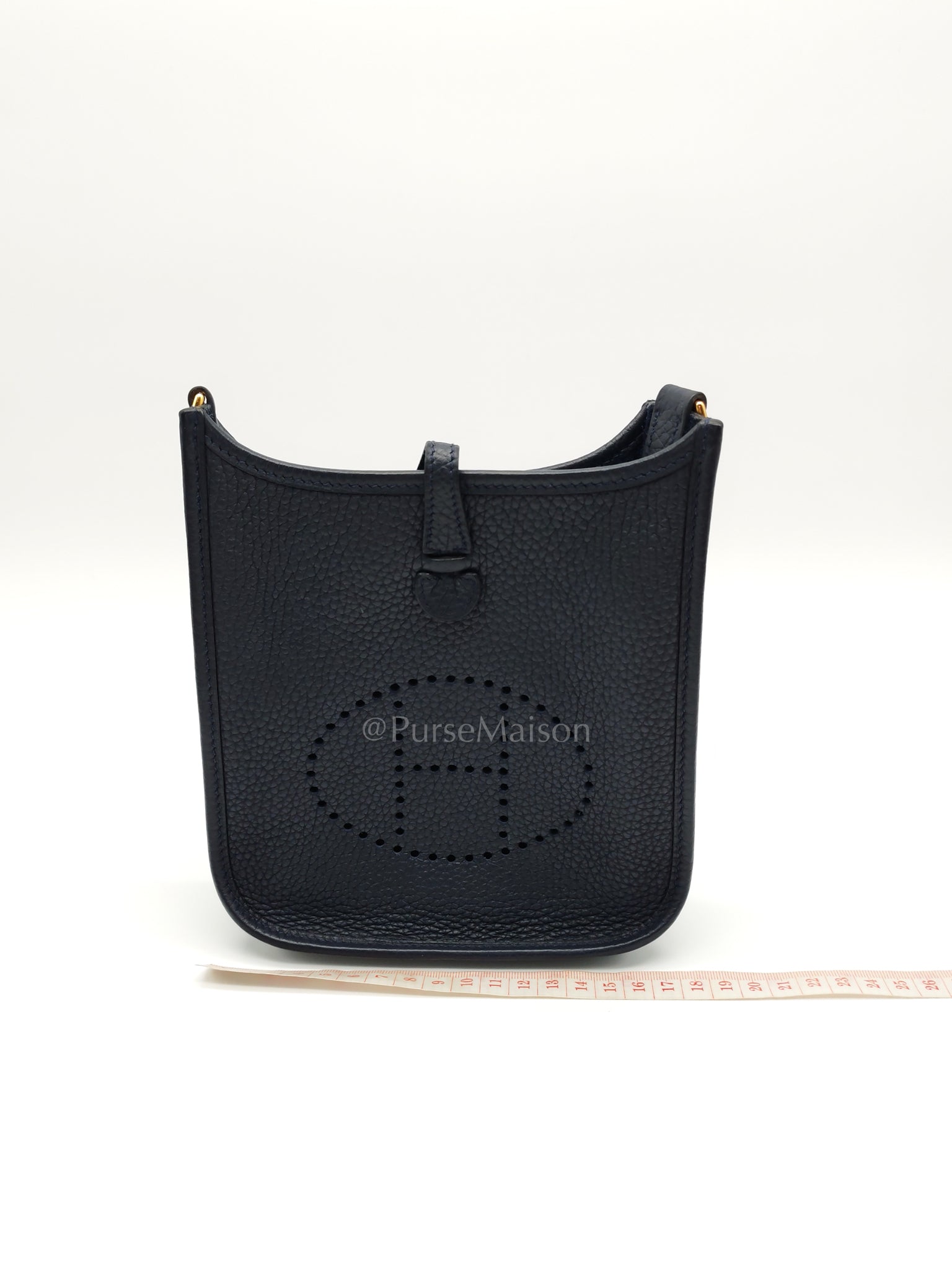 Evelyne TPM in Navy Blue Clemence Leather and Gold Hardware Stamp Z (2021) | Purse Maison Luxury Bags Shop