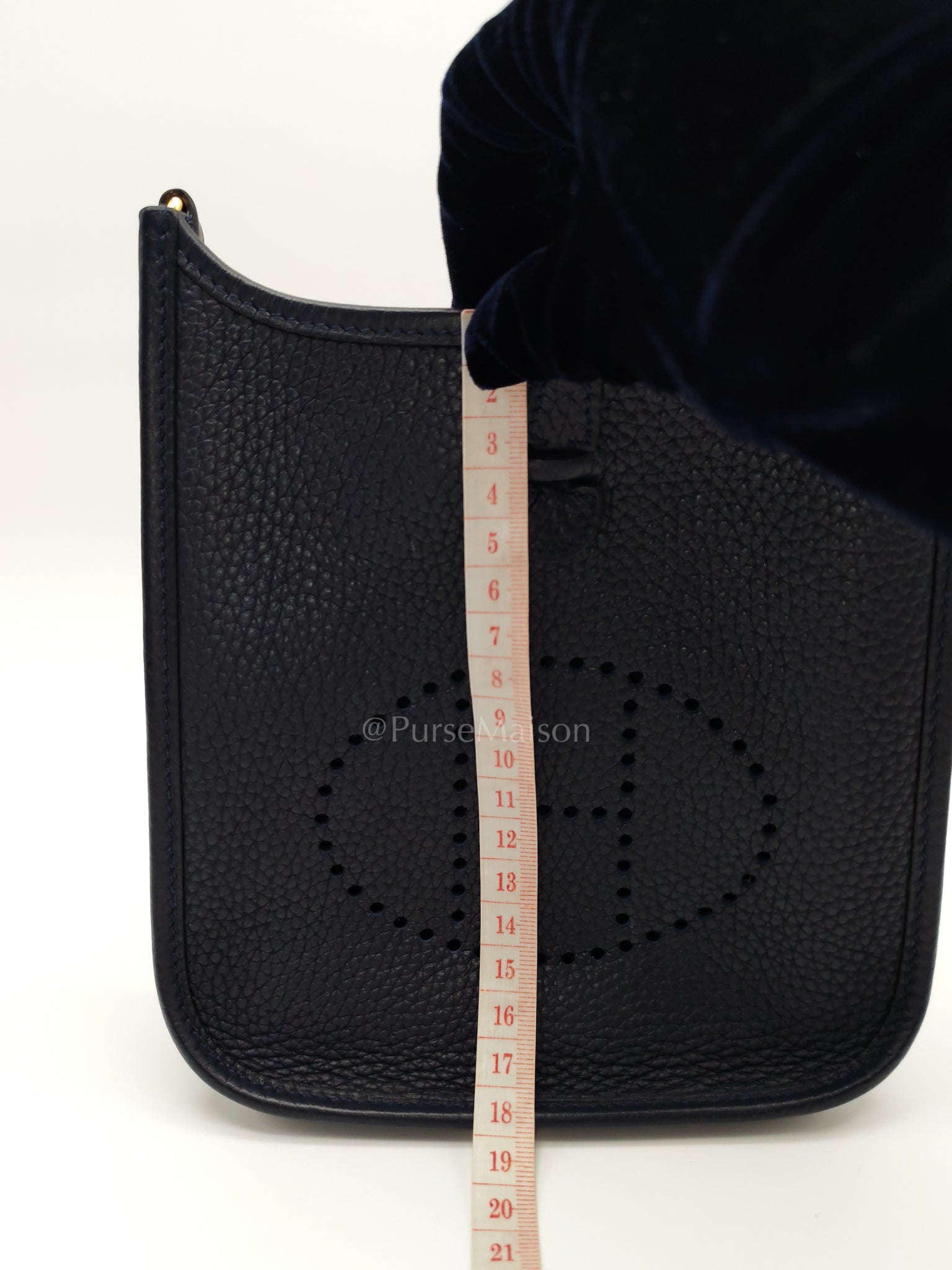 Evelyne TPM in Navy Blue Clemence Leather and Gold Hardware Stamp Z (2021) | Purse Maison Luxury Bags Shop