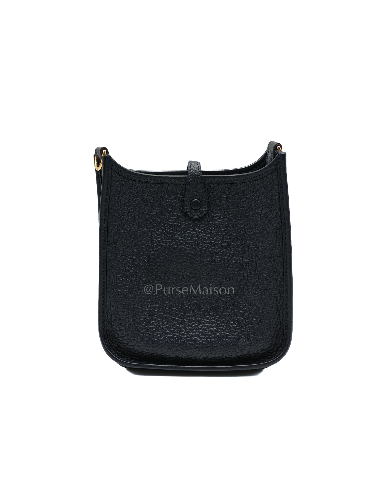 Evelyne TPM in Navy Blue Clemence Leather and Gold Hardware Stamp Z (2021) | Purse Maison Luxury Bags Shop