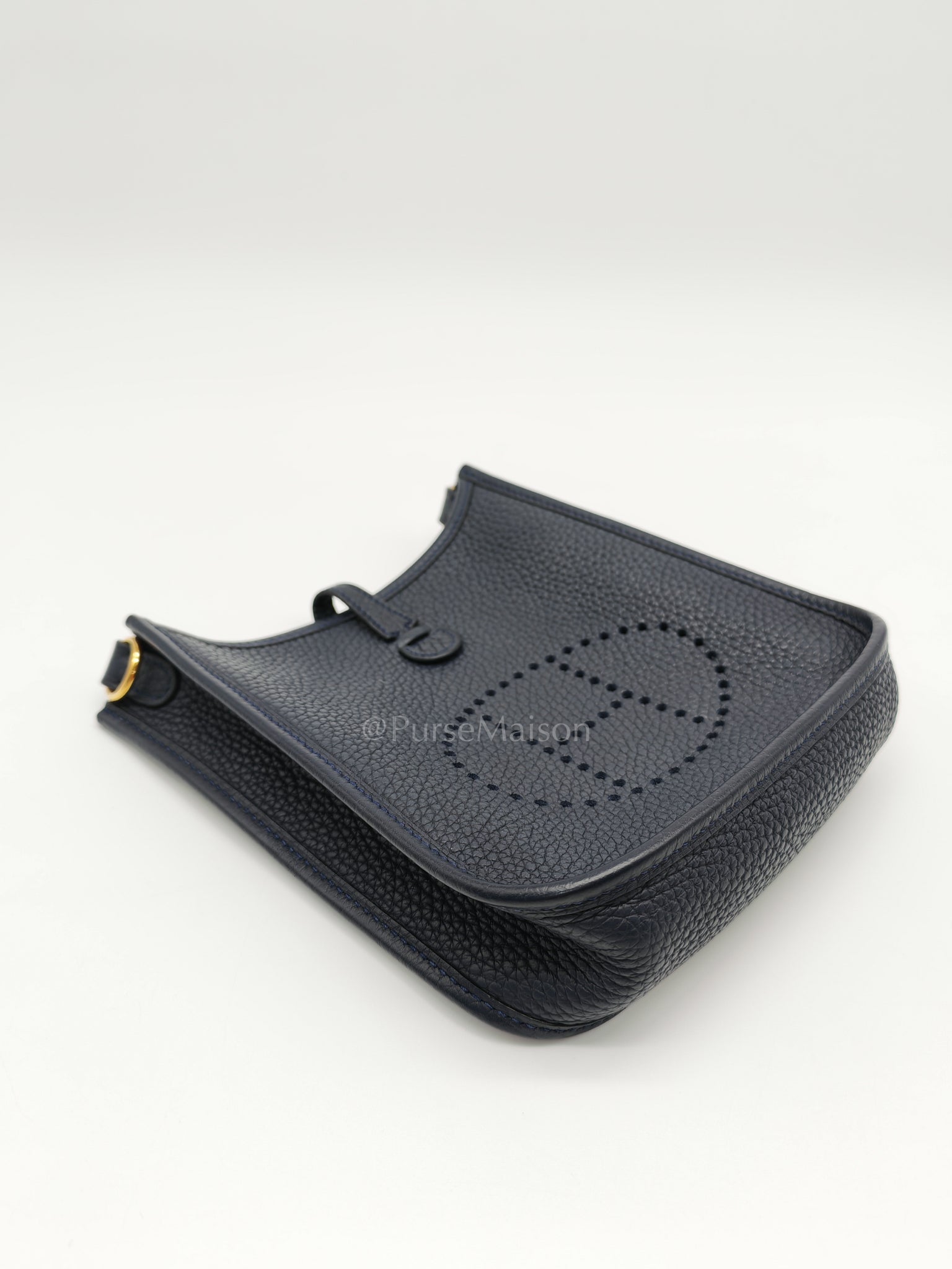 Evelyne TPM in Navy Blue Clemence Leather and Gold Hardware Stamp Z (2021) | Purse Maison Luxury Bags Shop