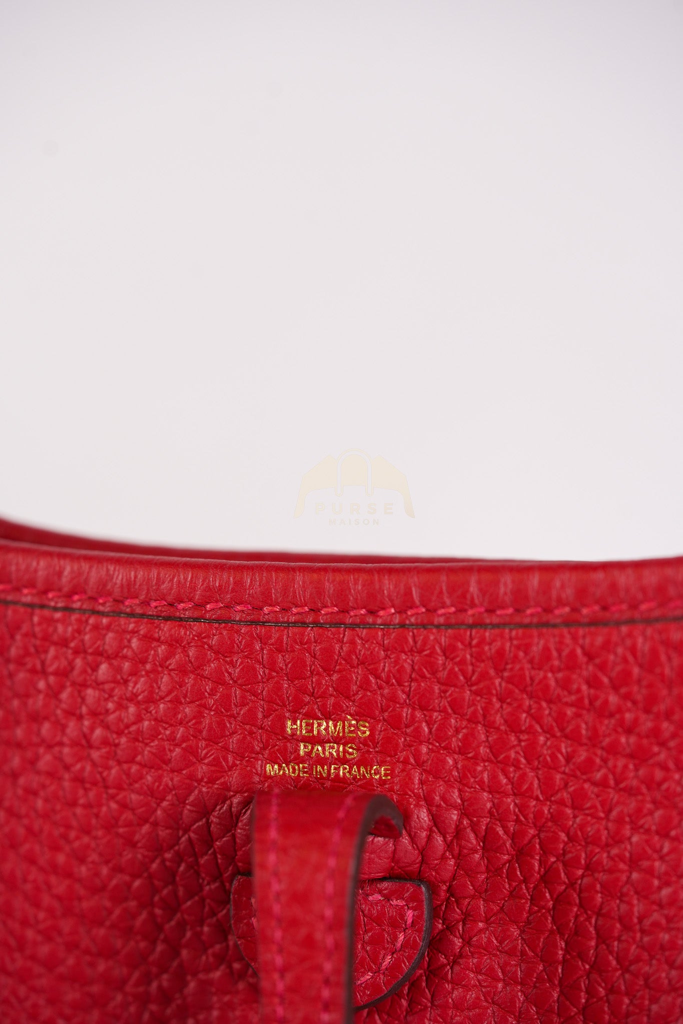 Evelyne TPM Red in Clemence Leather and Gold Hardware Stamp C (2018) | Purse Maison Luxury Bags Shop