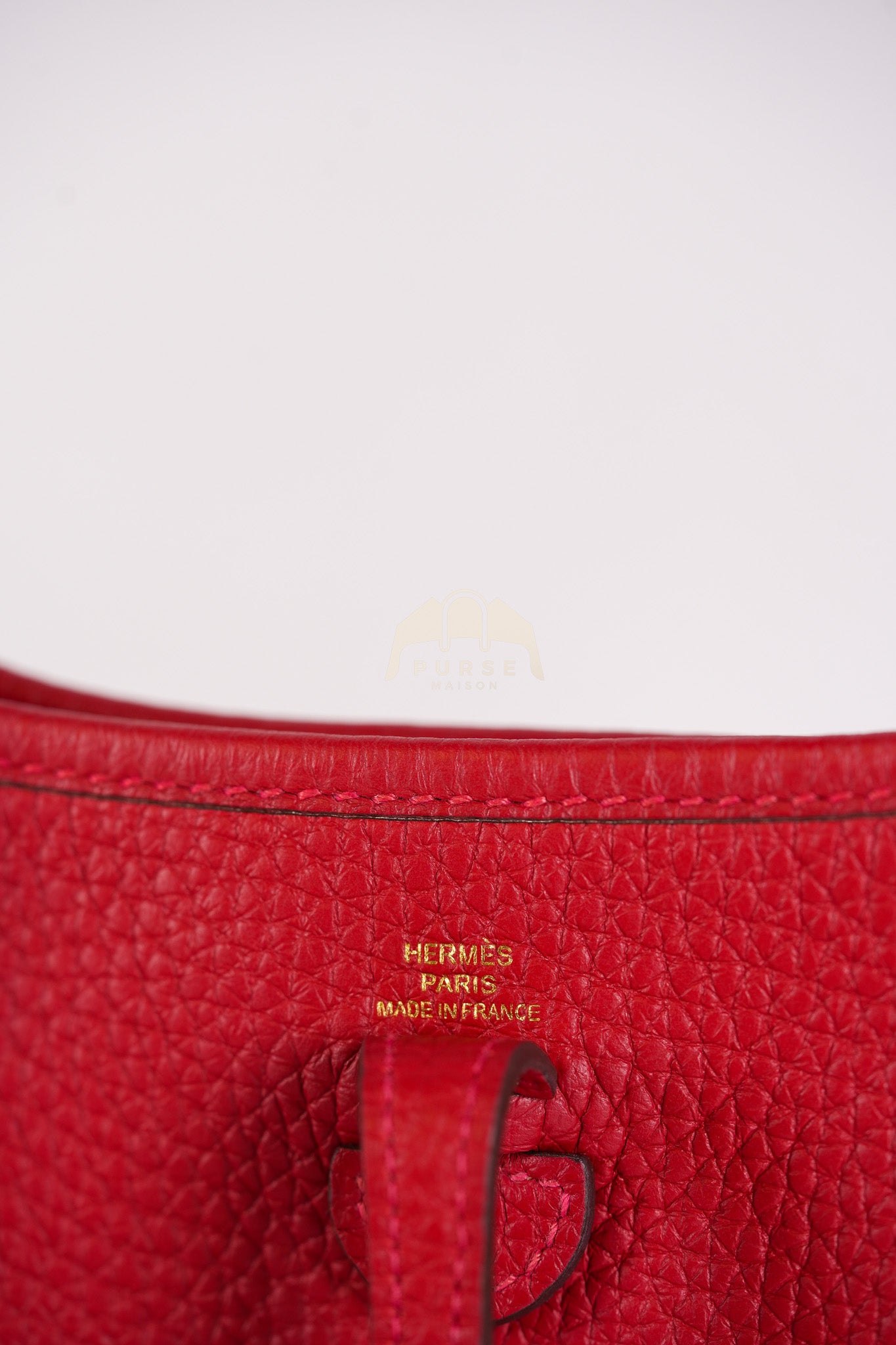 Evelyne TPM Red in Clemence Leather and Gold Hardware Stamp C (2018) | Purse Maison Luxury Bags Shop