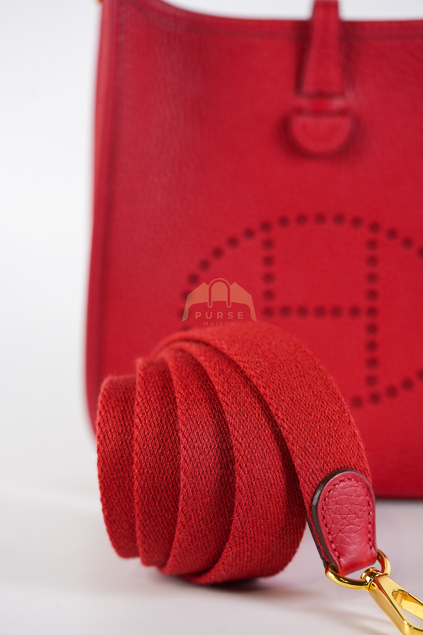 Evelyne TPM Red in Clemence Leather and Gold Hardware Stamp C (2018) | Purse Maison Luxury Bags Shop