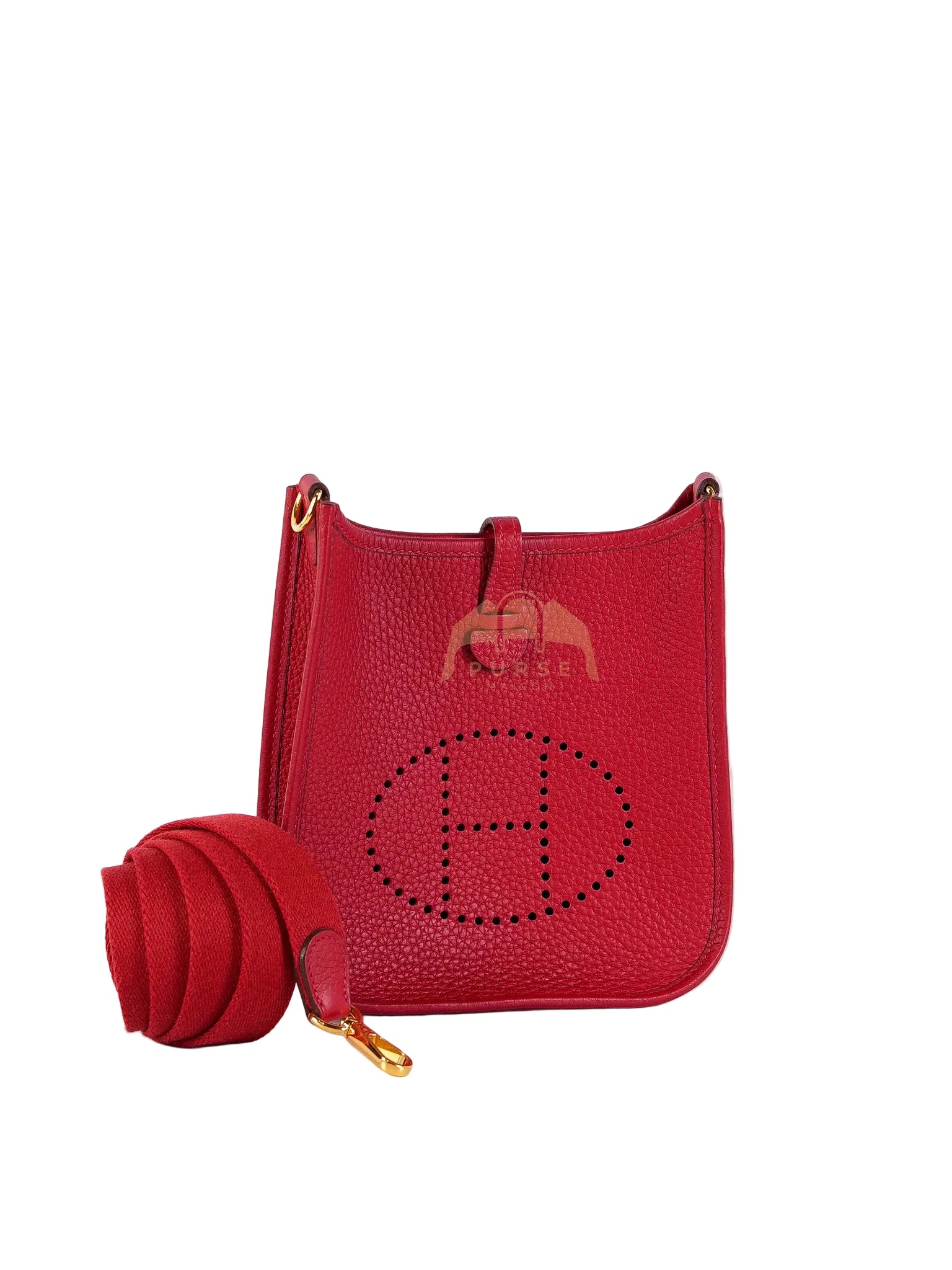 Evelyne TPM Red in Clemence Leather and Gold Hardware Stamp C (2018) | Purse Maison Luxury Bags Shop