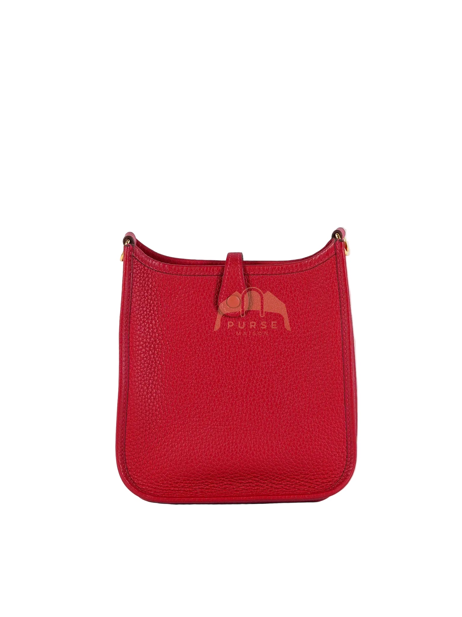 Evelyne TPM Red in Clemence Leather and Gold Hardware Stamp C (2018) | Purse Maison Luxury Bags Shop