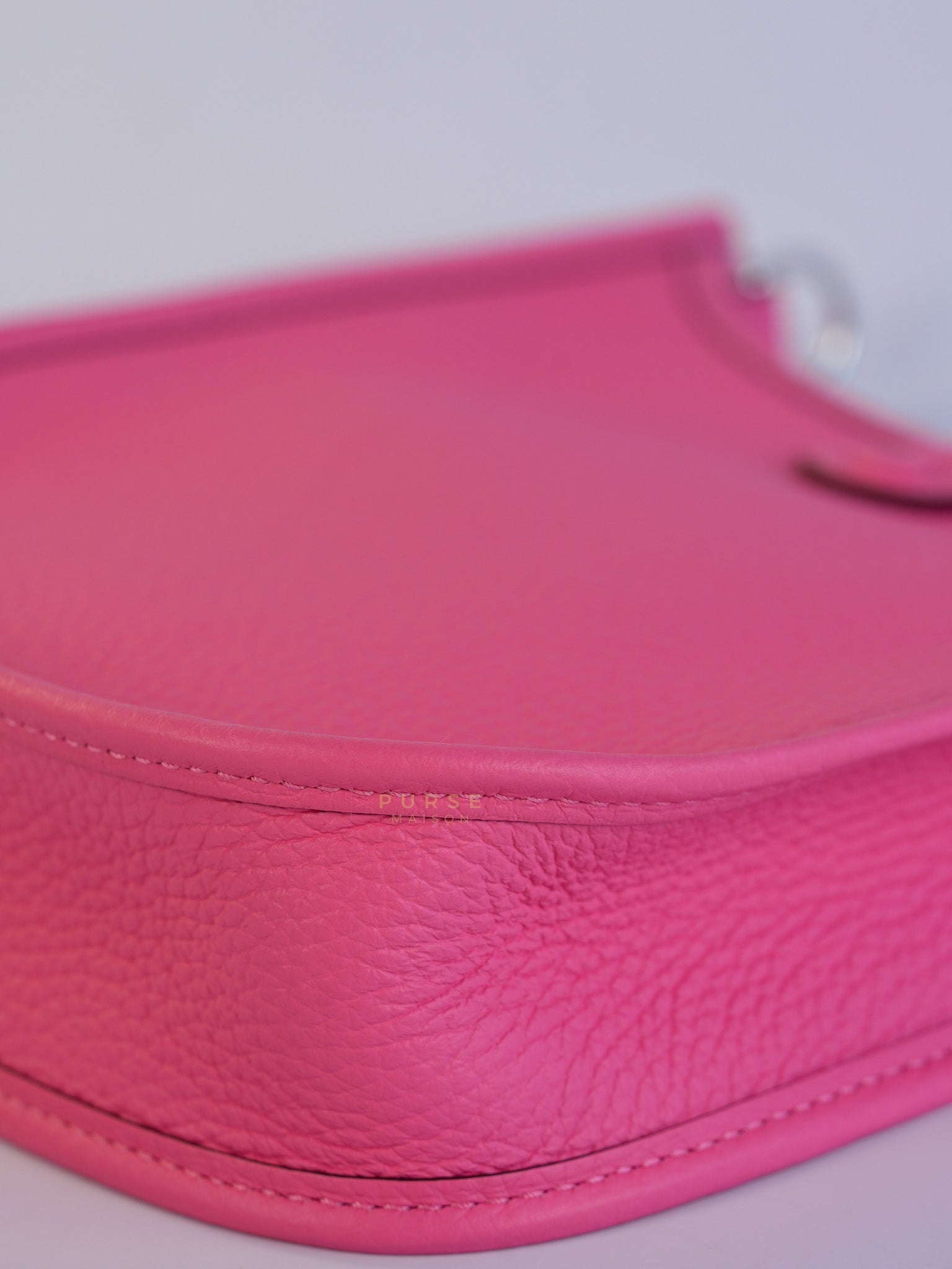 Evelyne TPM Rose Azalee Taurillon Clemence Leather and Palladium Hardware Stamp W (2024) | Purse Maison Luxury Bags Shop