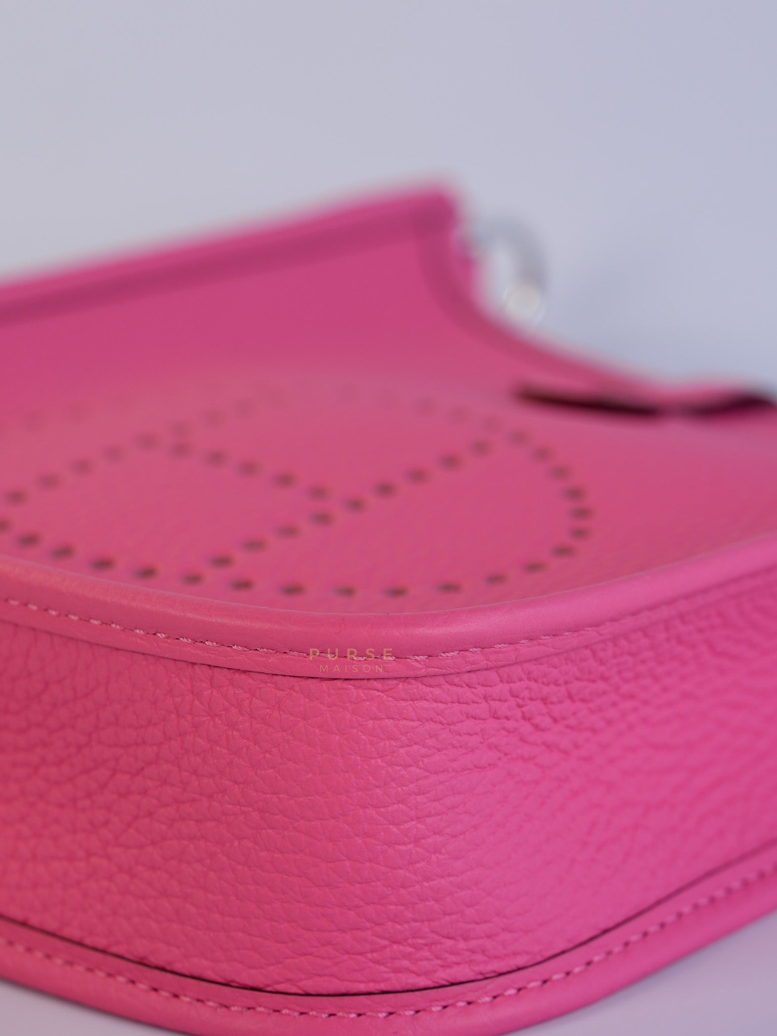 Evelyne TPM Rose Azalee Taurillon Clemence Leather and Palladium Hardware Stamp W (2024) | Purse Maison Luxury Bags Shop