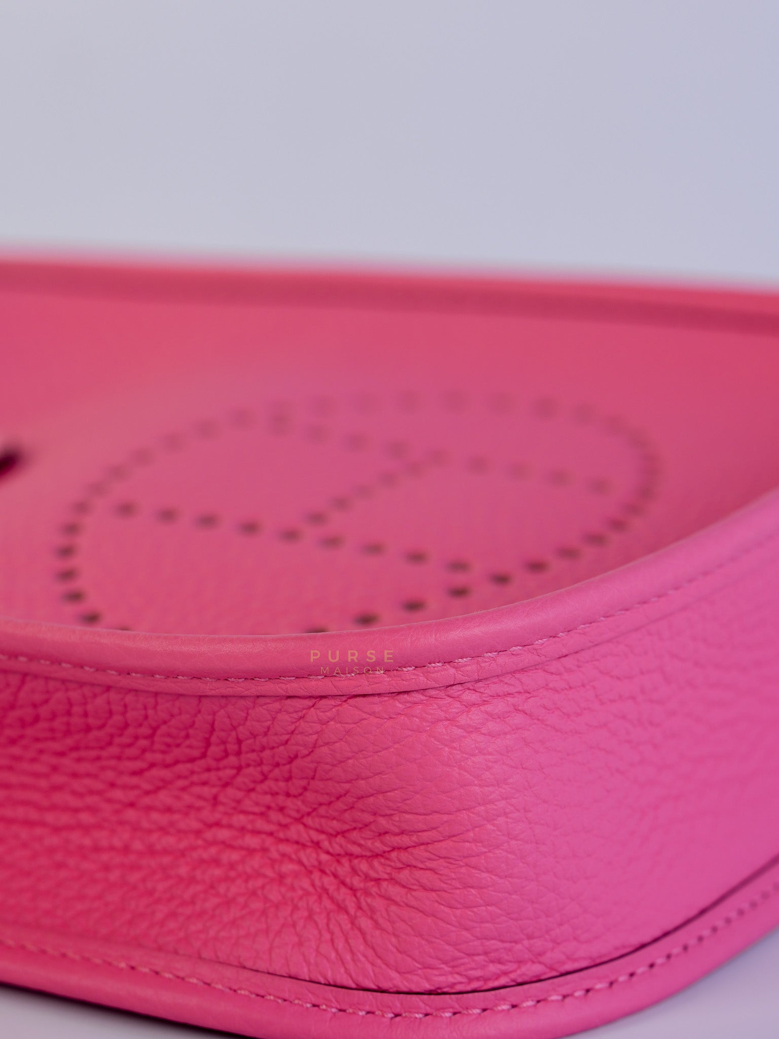 Evelyne TPM Rose Azalee Taurillon Clemence Leather and Palladium Hardware Stamp W (2024) | Purse Maison Luxury Bags Shop