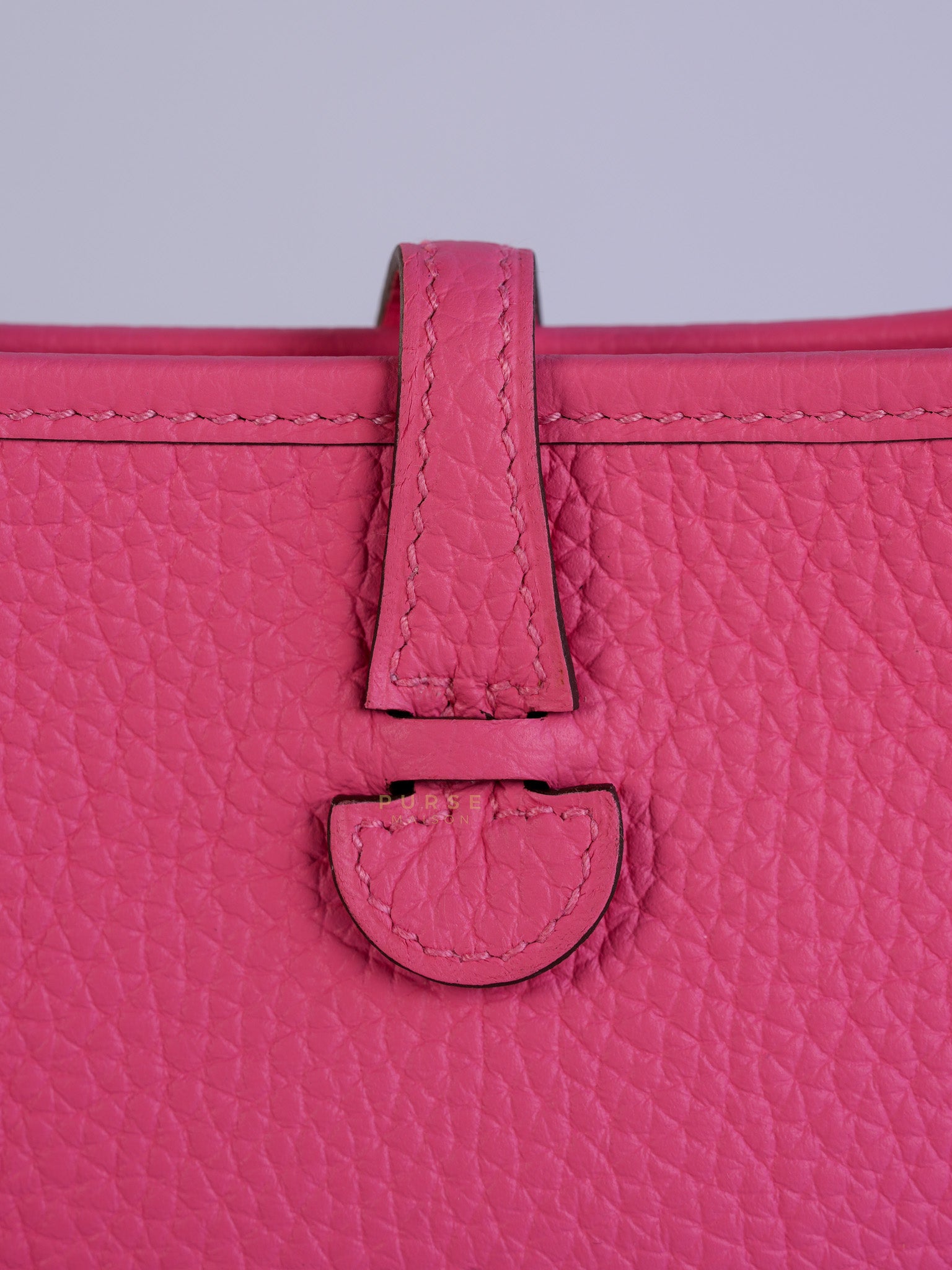 Evelyne TPM Rose Azalee Taurillon Clemence Leather and Palladium Hardware Stamp W (2024) | Purse Maison Luxury Bags Shop