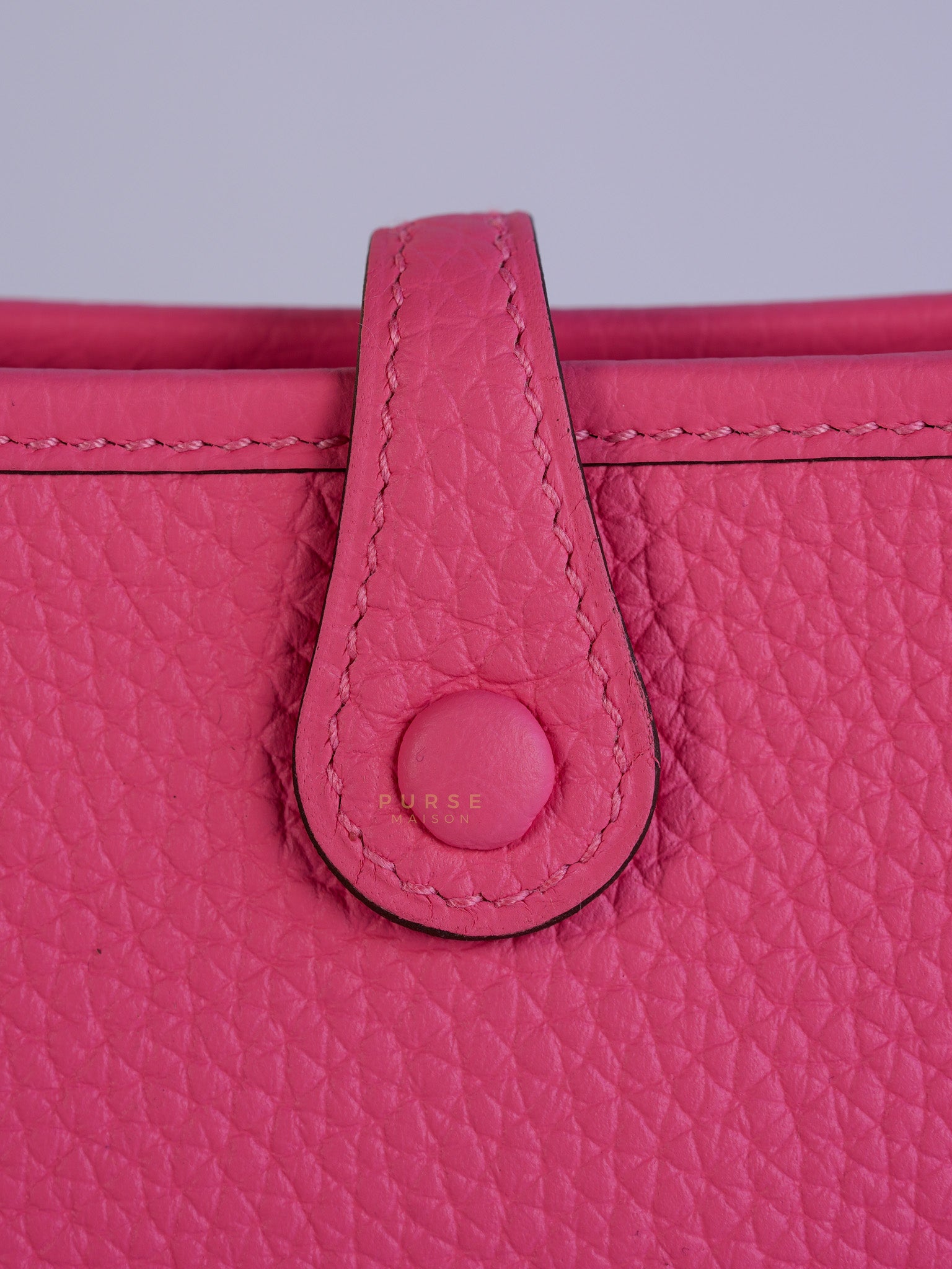 Evelyne TPM Rose Azalee Taurillon Clemence Leather and Palladium Hardware Stamp W (2024) | Purse Maison Luxury Bags Shop