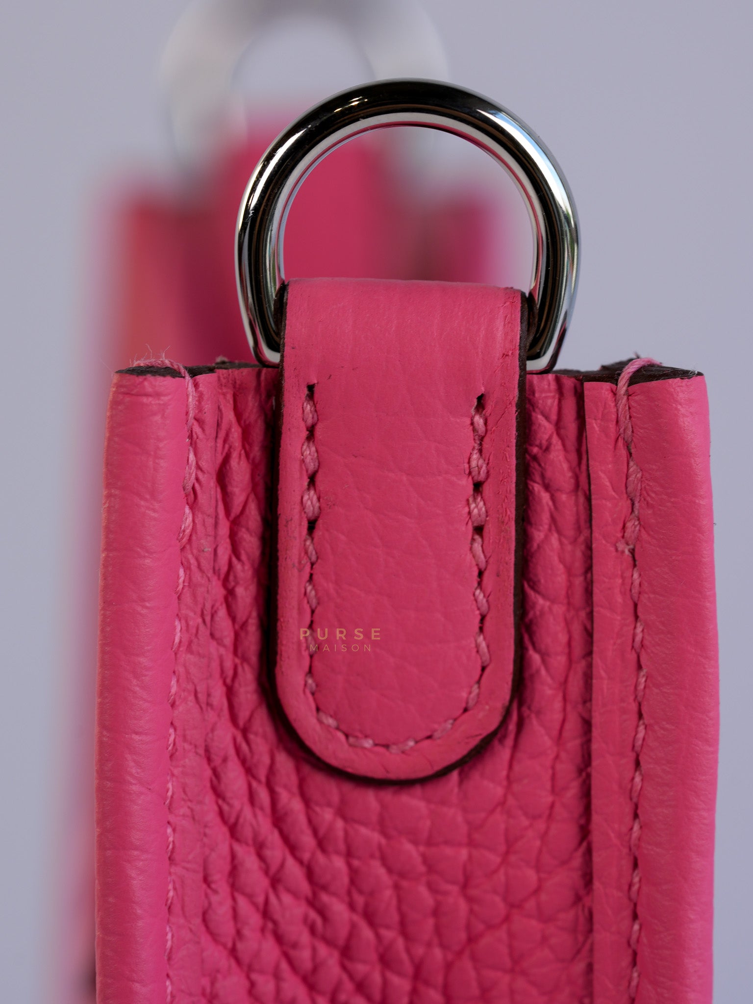 Evelyne TPM Rose Azalee Taurillon Clemence Leather and Palladium Hardware Stamp W (2024) | Purse Maison Luxury Bags Shop