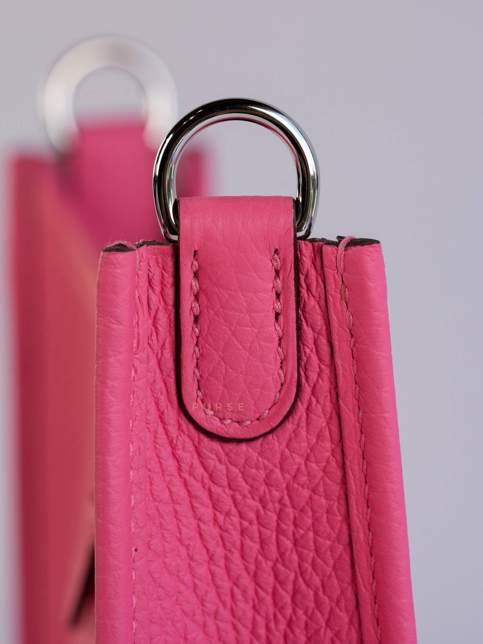 Evelyne TPM Rose Azalee Taurillon Clemence Leather and Palladium Hardware Stamp W (2024) | Purse Maison Luxury Bags Shop