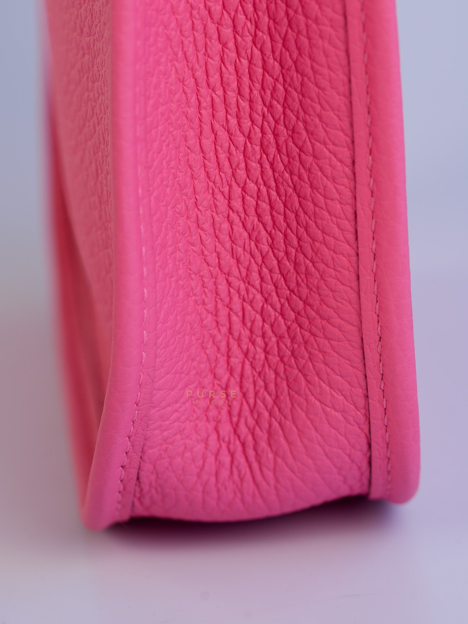 Evelyne TPM Rose Azalee Taurillon Clemence Leather and Palladium Hardware Stamp W (2024) | Purse Maison Luxury Bags Shop