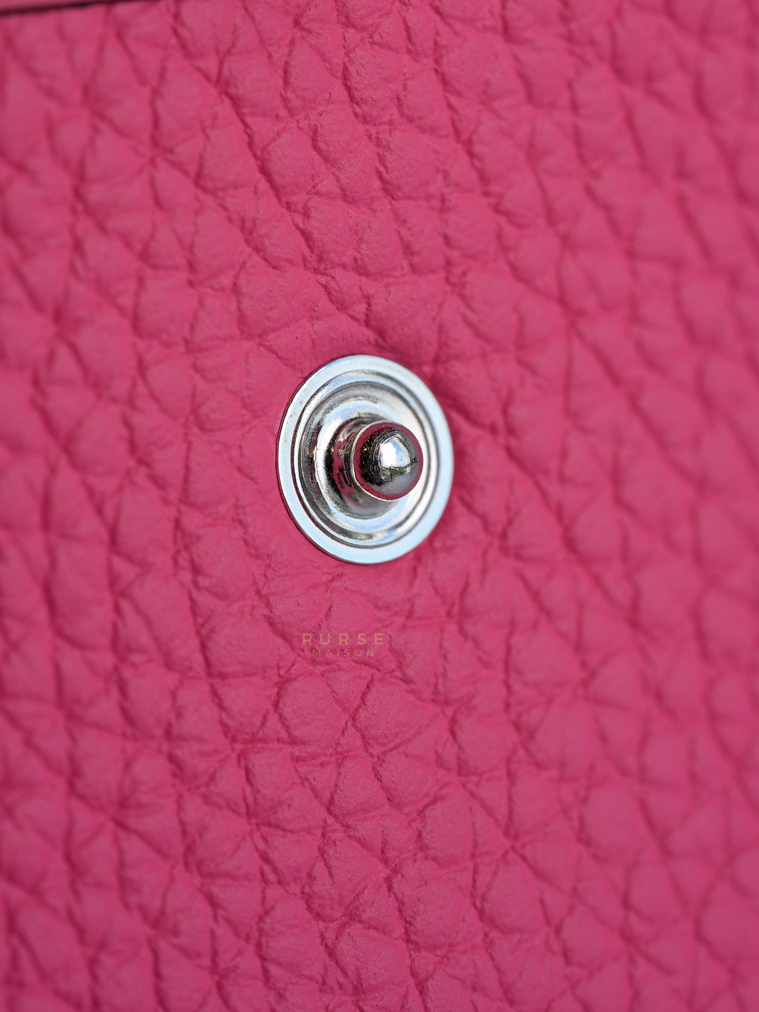 Evelyne TPM Rose Azalee Taurillon Clemence Leather and Palladium Hardware Stamp W (2024) | Purse Maison Luxury Bags Shop