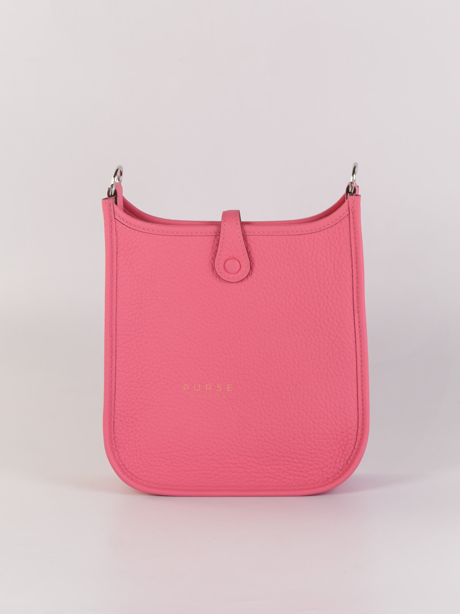 Evelyne TPM Rose Azalee Taurillon Clemence Leather and Palladium Hardware Stamp W (2024) | Purse Maison Luxury Bags Shop