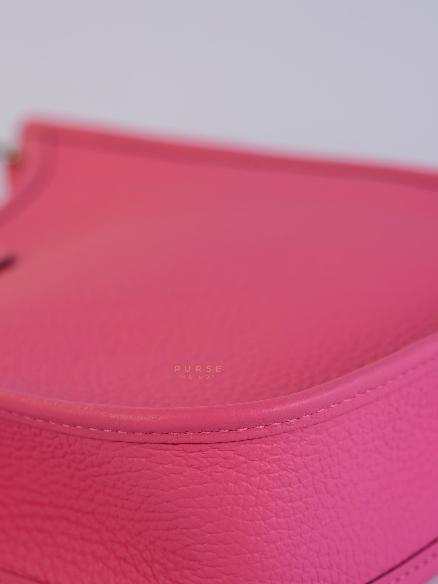 Evelyne TPM Rose Azalee Taurillon Clemence Leather and Palladium Hardware Stamp W (2024) | Purse Maison Luxury Bags Shop