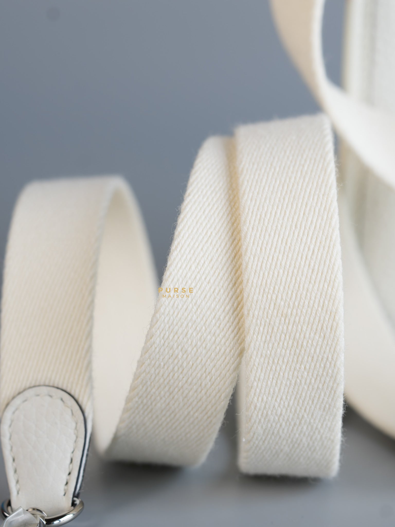 Evelyne TPM White Taurillon Clemence Leather and Palladium Hardware Stamp B | Purse Maison Luxury Bags Shop