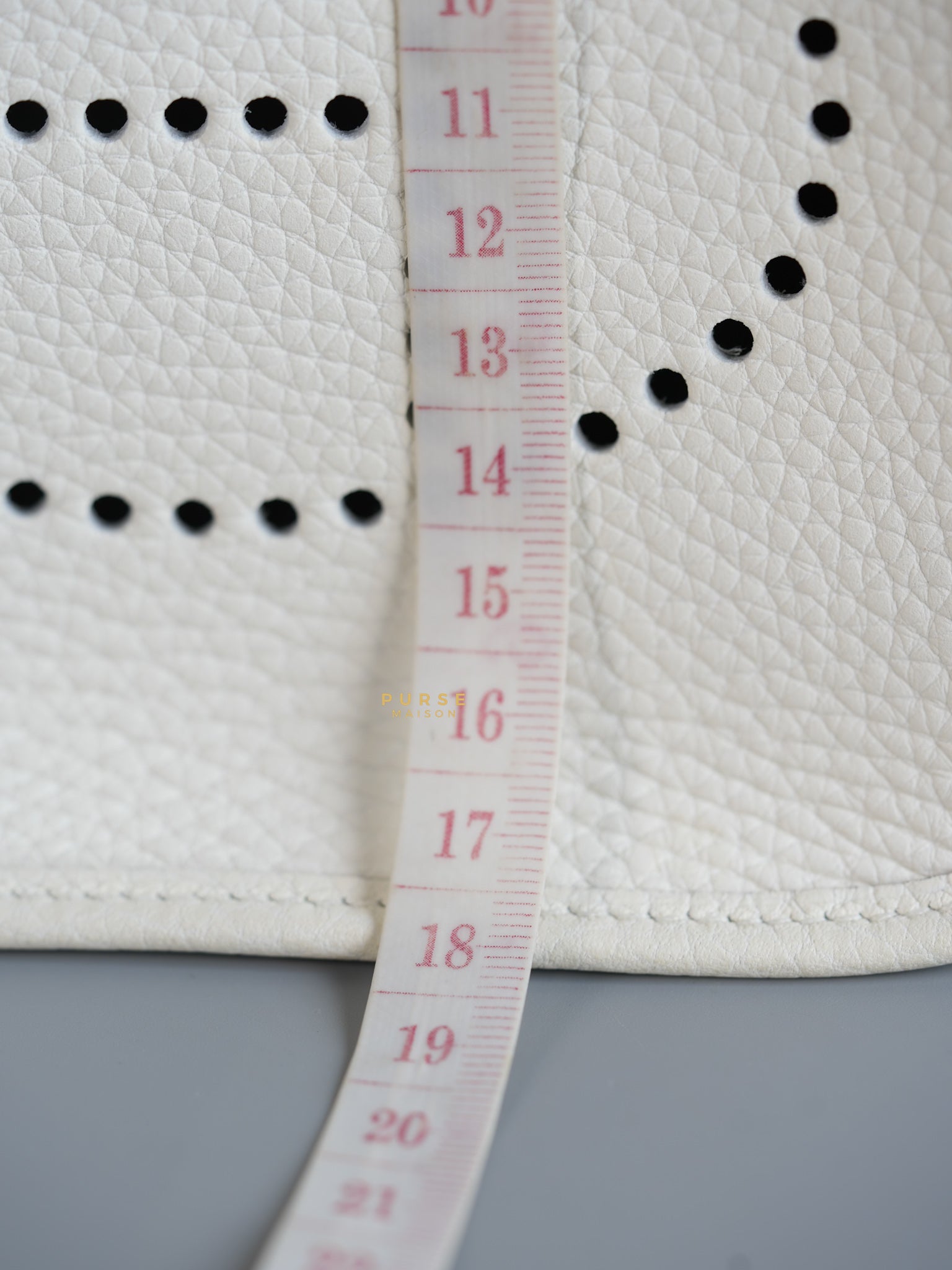 Evelyne TPM White Taurillon Clemence Leather and Palladium Hardware Stamp B | Purse Maison Luxury Bags Shop