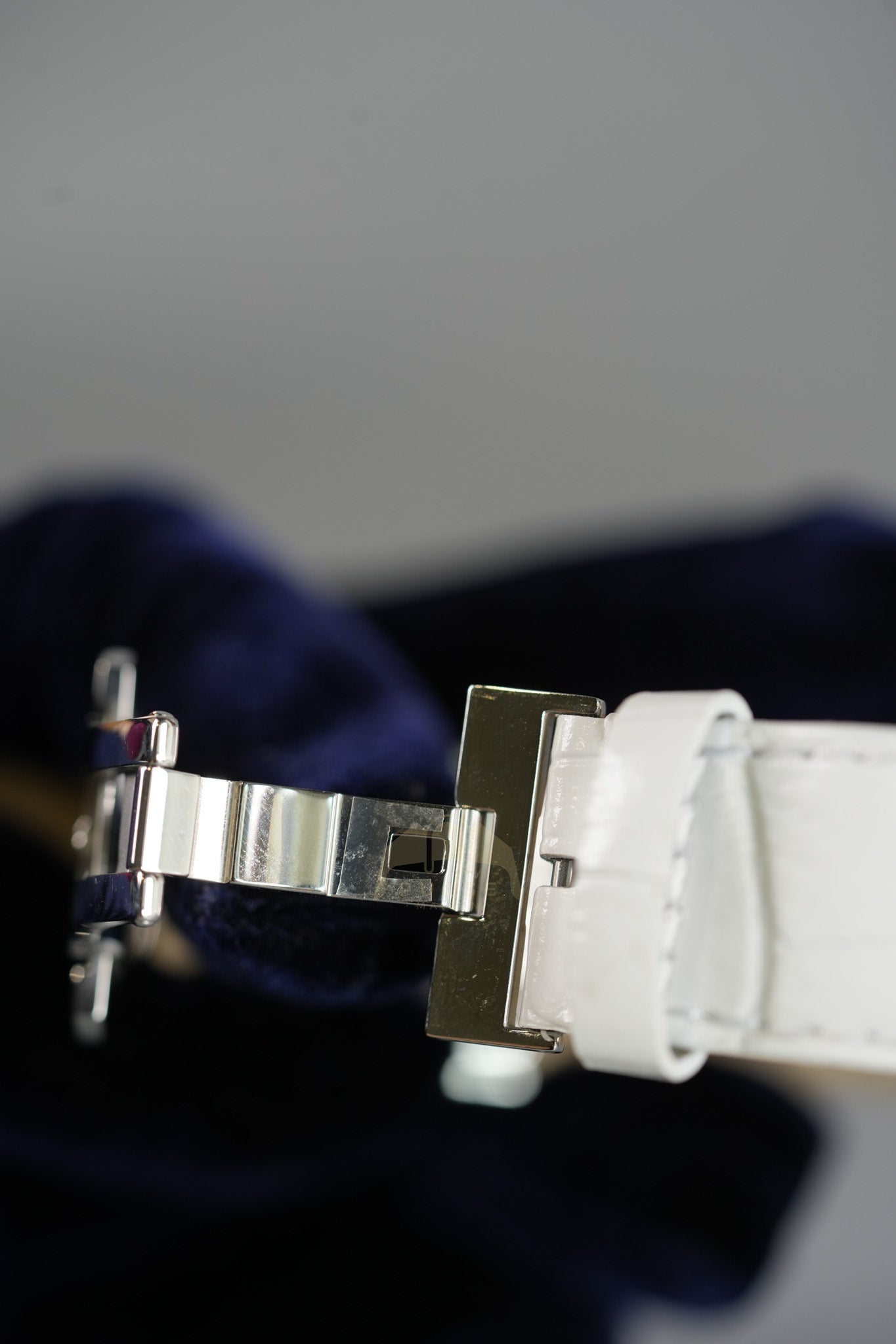 Evolution Mini Watch in Mother Pearl Dial & Diamond Steel Case on White Leather Strap | Purse Maison Luxury Bags Shop