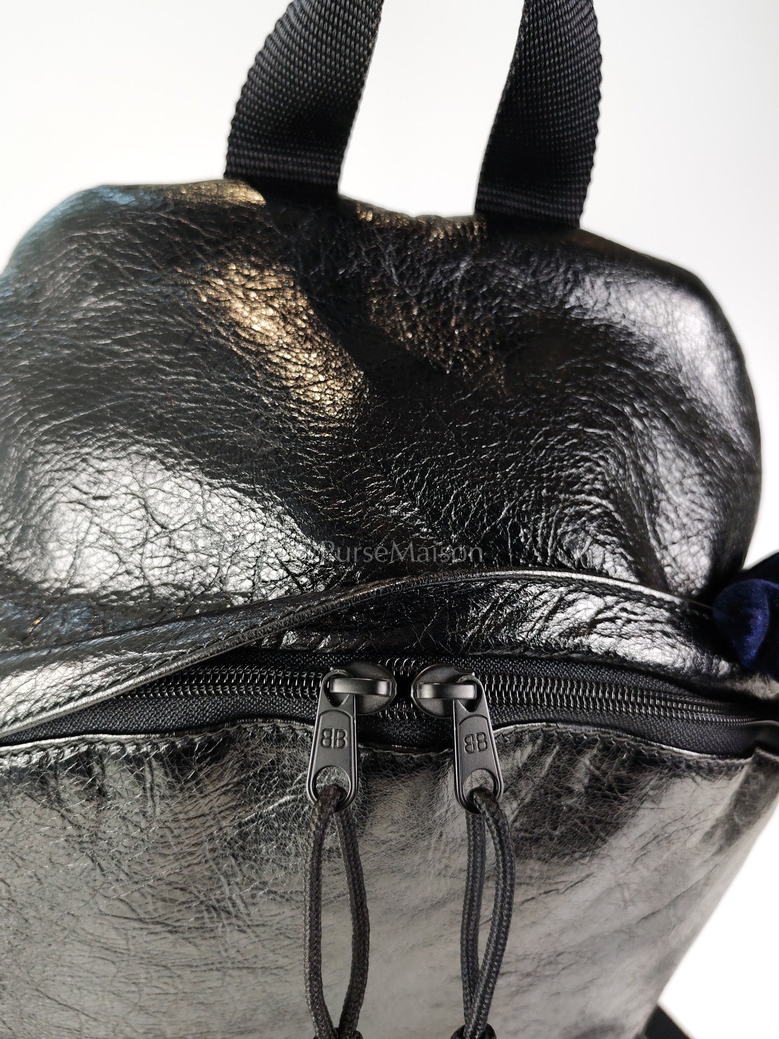 Explorer Blackpack in Black Crinkled Leather | Purse Maison Luxury Bags Shop