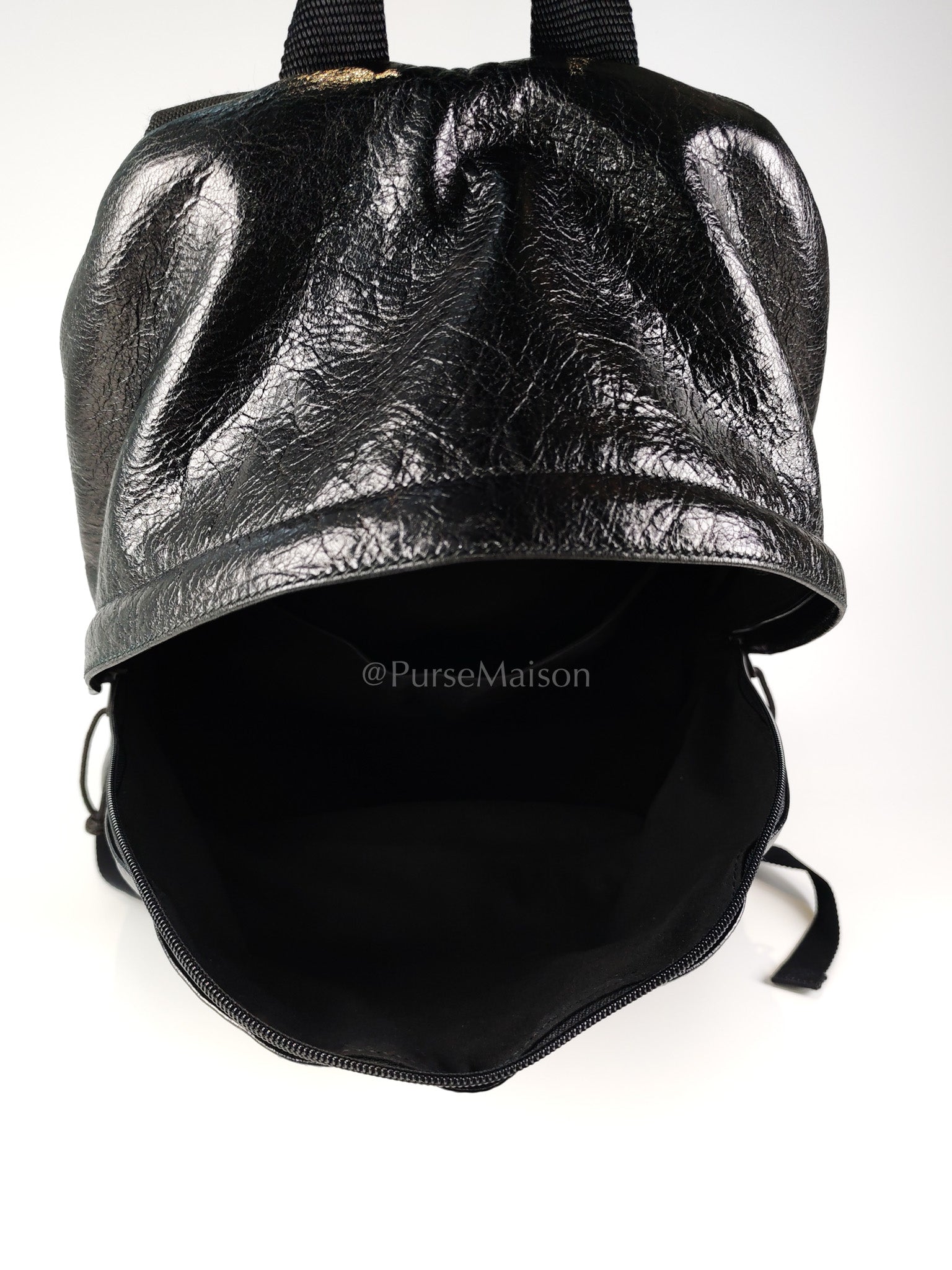 Explorer Blackpack in Black Crinkled Leather | Purse Maison Luxury Bags Shop