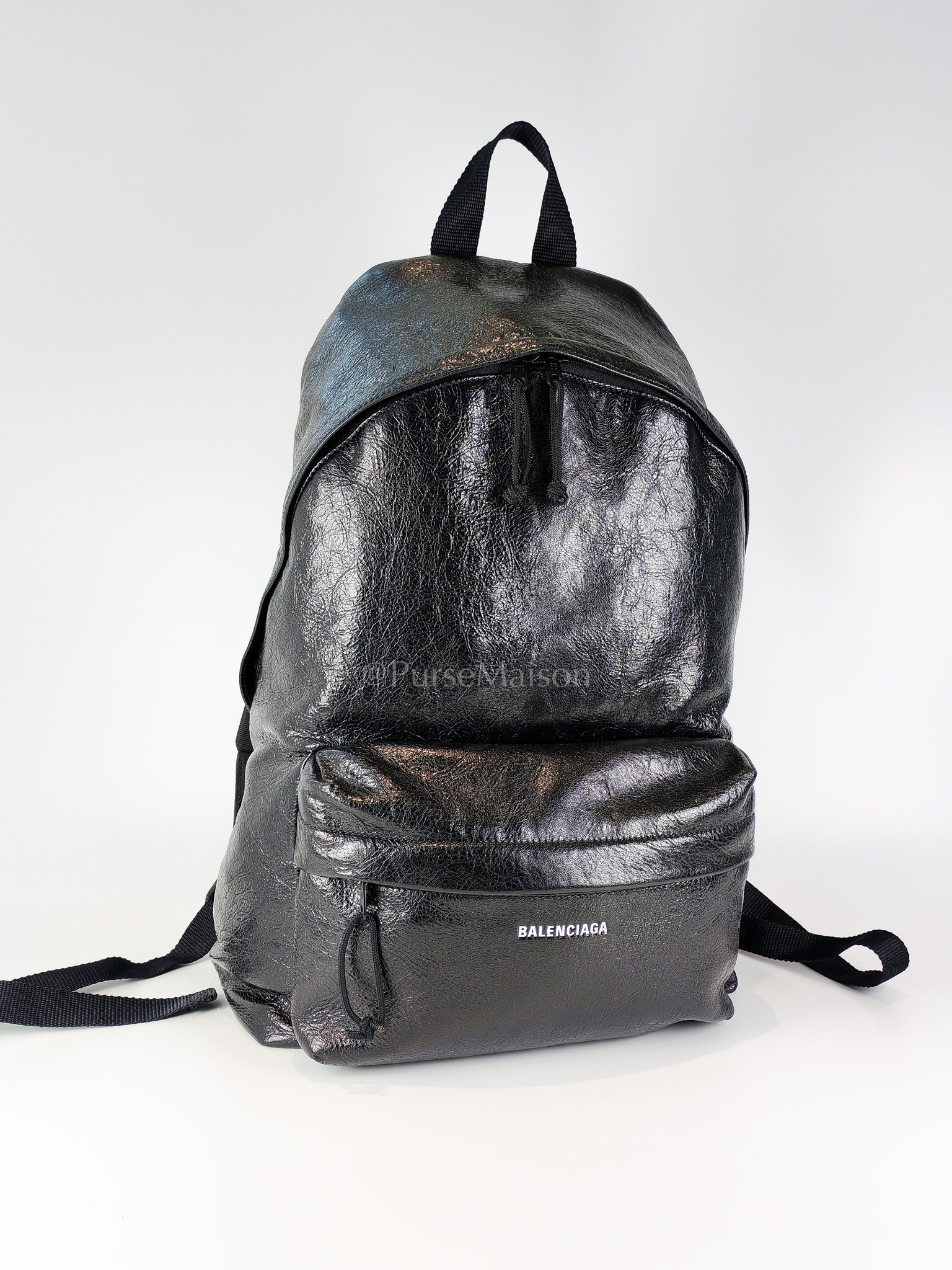 Explorer Blackpack in Black Crinkled Leather | Purse Maison Luxury Bags Shop