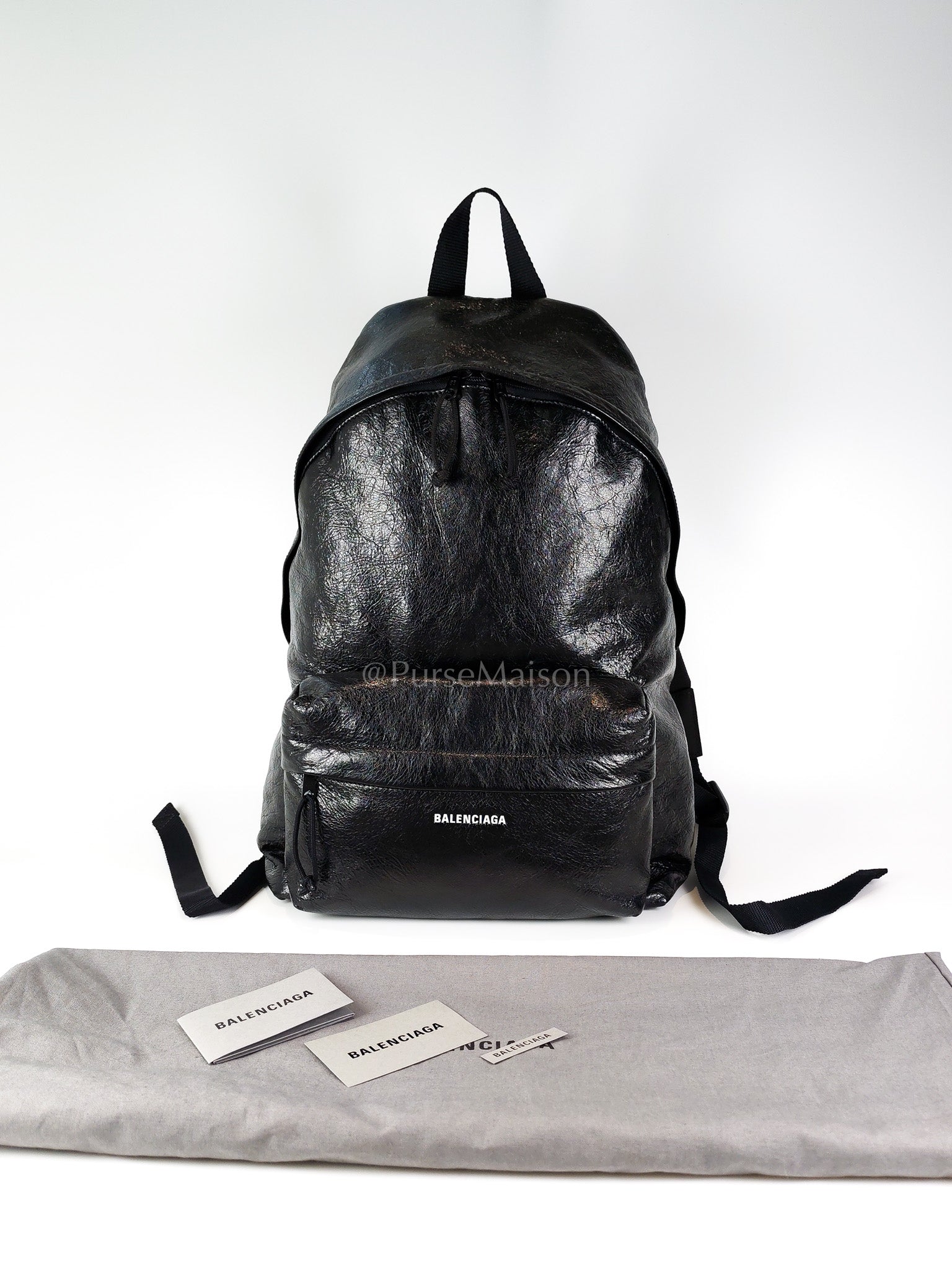 Explorer Blackpack in Black Crinkled Leather | Purse Maison Luxury Bags Shop