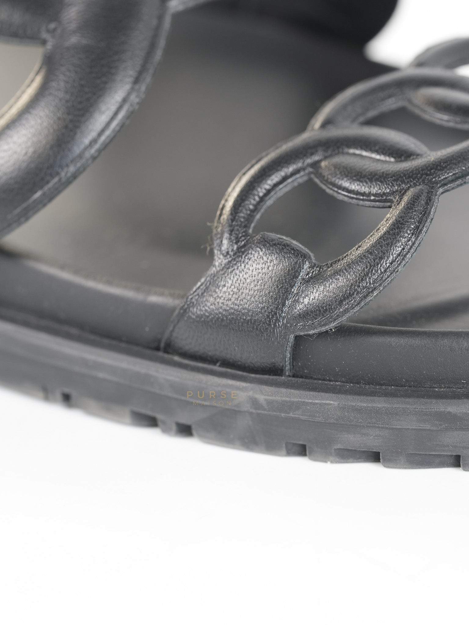 Extra Noir Nappa Leather Sandals Size 40 EU (25.5cm) | Purse Maison Luxury Bags Shop