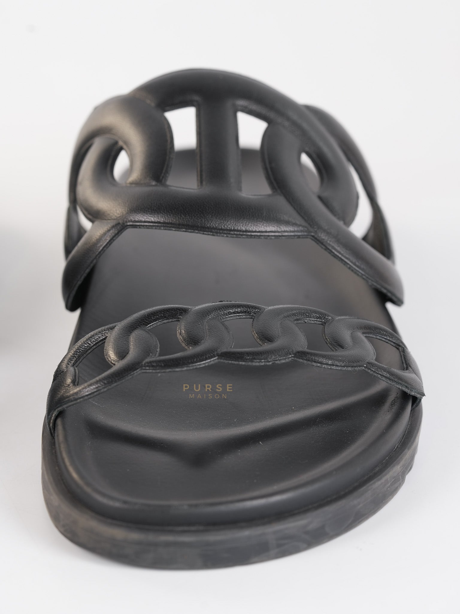 Extra Noir Nappa Leather Sandals Size 40 EU (25.5cm) | Purse Maison Luxury Bags Shop