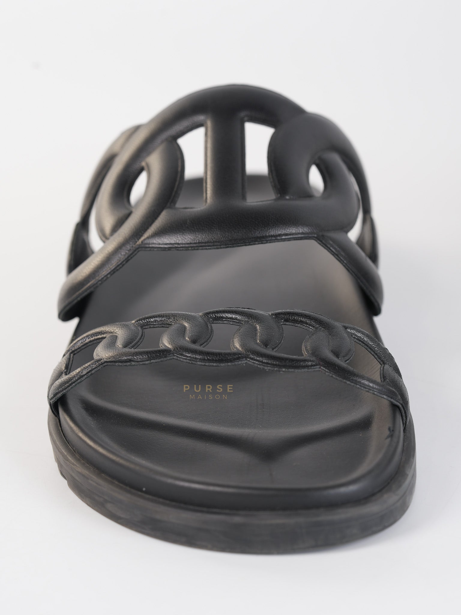 Extra Noir Nappa Leather Sandals Size 40 EU (25.5cm) | Purse Maison Luxury Bags Shop