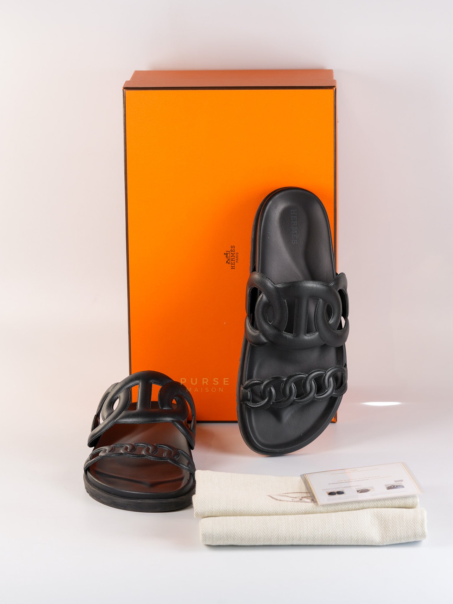 Extra Noir Nappa Leather Sandals Size 40 EU (25.5cm) | Purse Maison Luxury Bags Shop