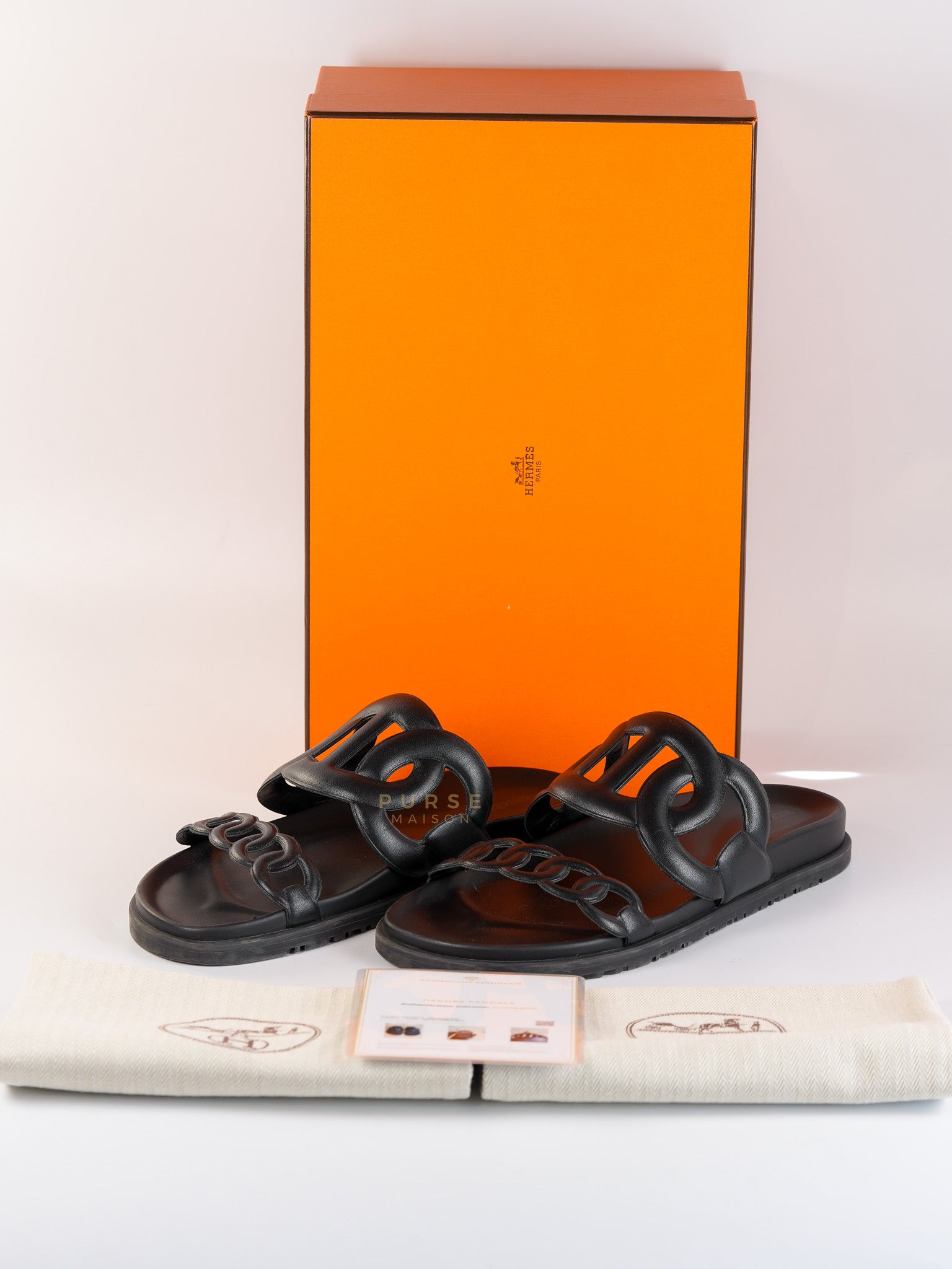 Extra Noir Nappa Leather Sandals Size 40 EU (25.5cm) | Purse Maison Luxury Bags Shop