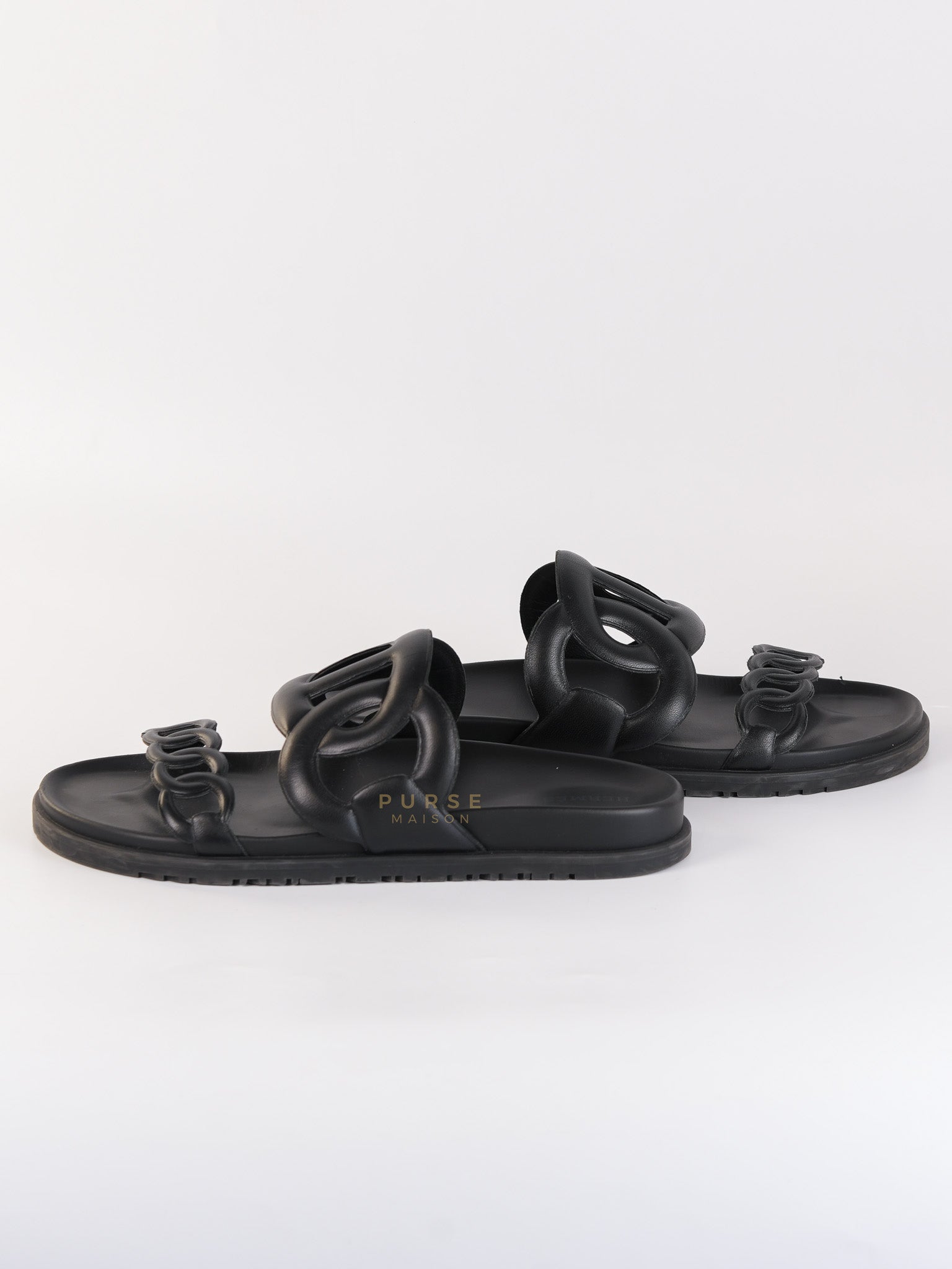 Extra Noir Nappa Leather Sandals Size 40 EU (25.5cm) | Purse Maison Luxury Bags Shop