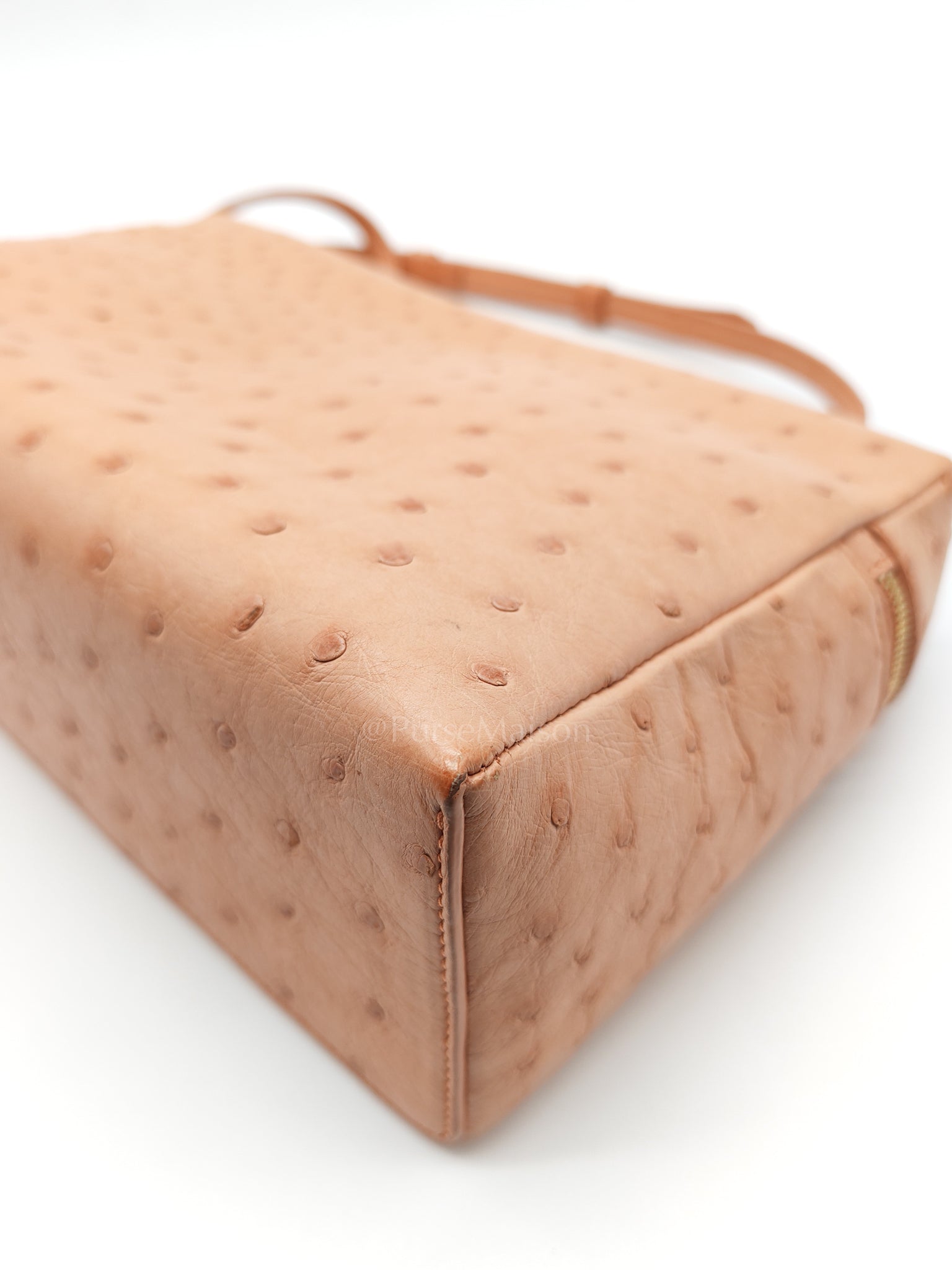 Extra Pocket L27 Pouch in Coral Pink Ostrich Leather & Gold Hardware | Purse Maison Luxury Bags Shop
