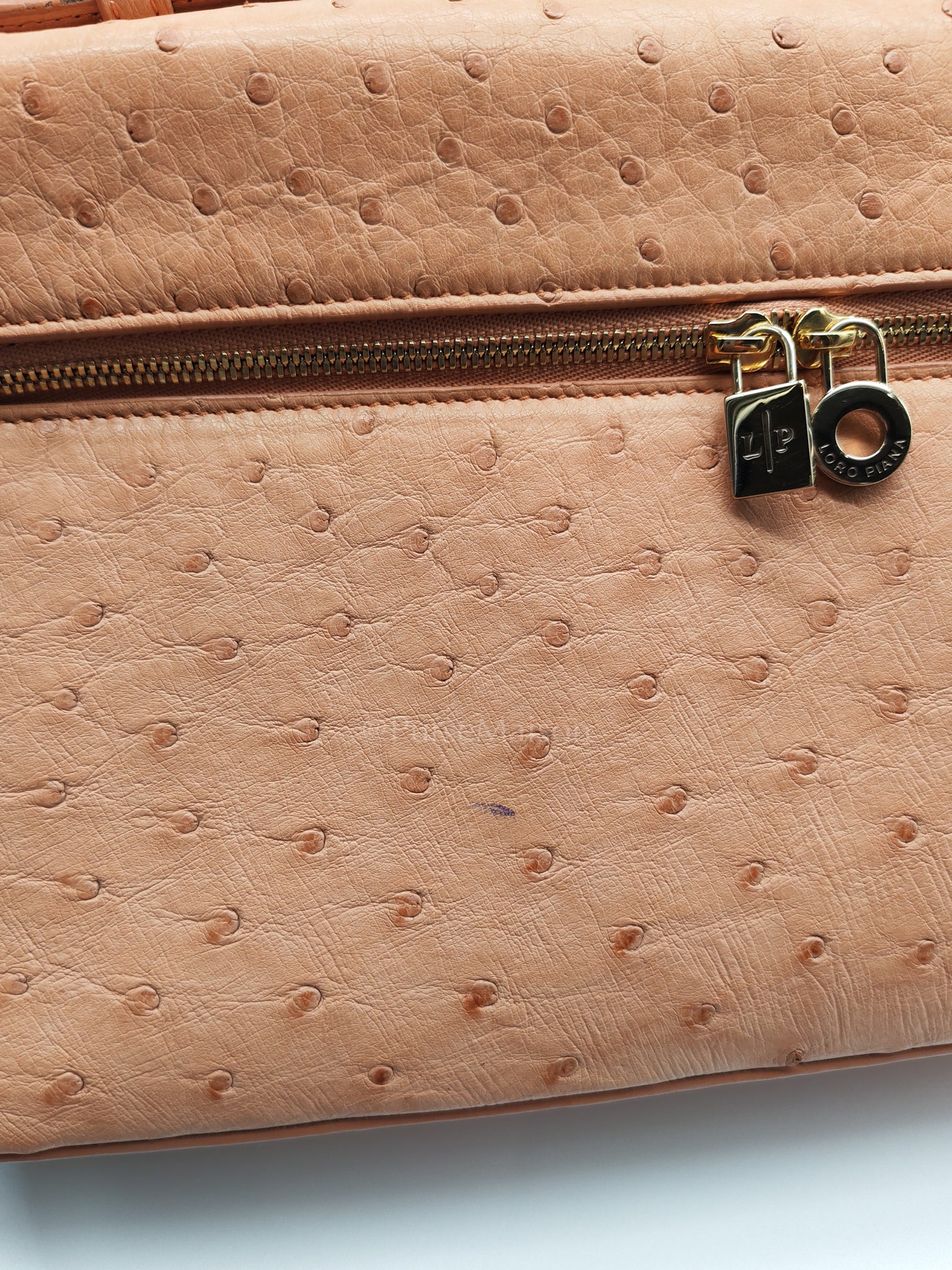 Extra Pocket L27 Pouch in Coral Pink Ostrich Leather & Gold Hardware | Purse Maison Luxury Bags Shop