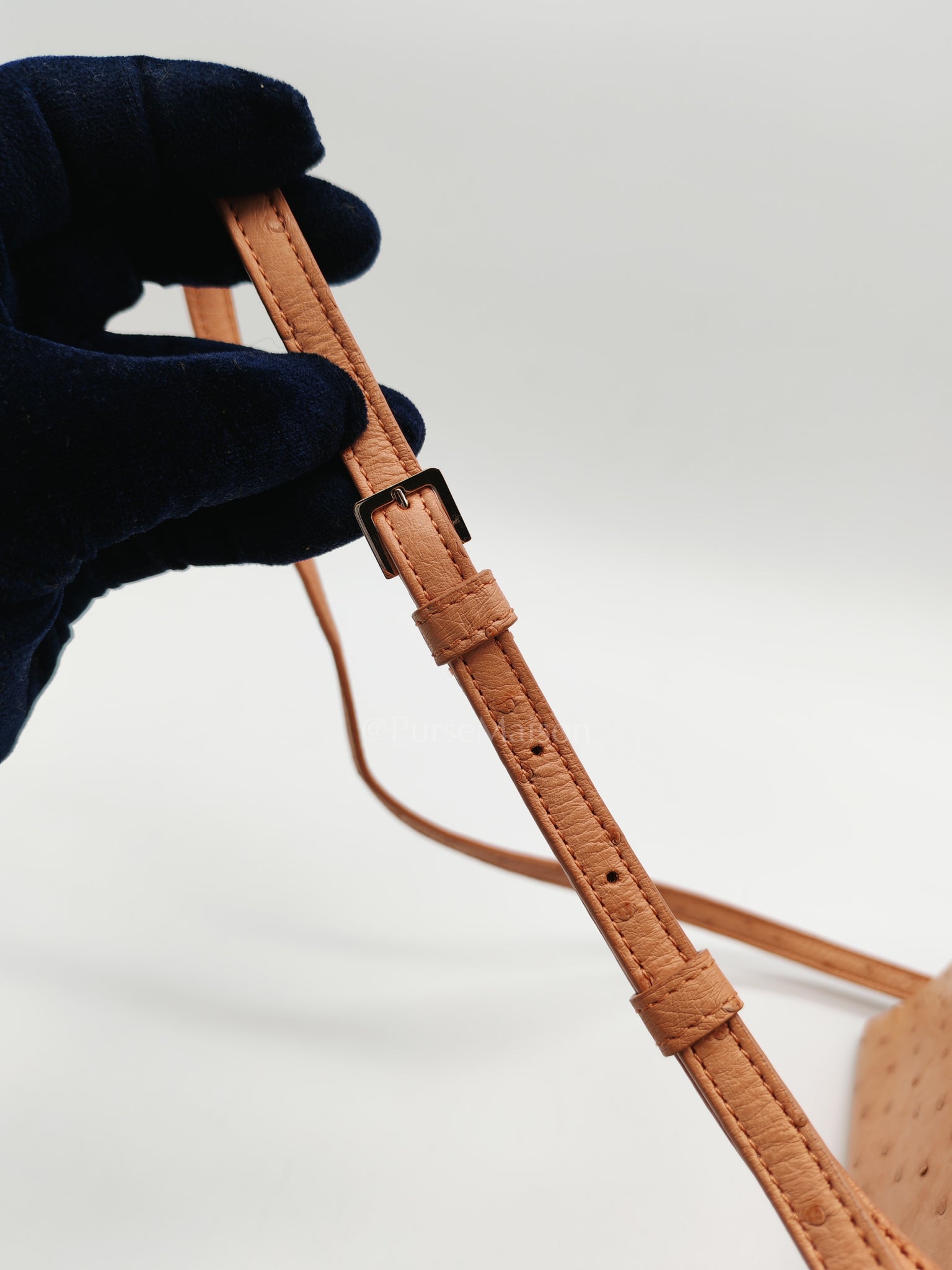 Extra Pocket L27 Pouch in Coral Pink Ostrich Leather & Gold Hardware | Purse Maison Luxury Bags Shop