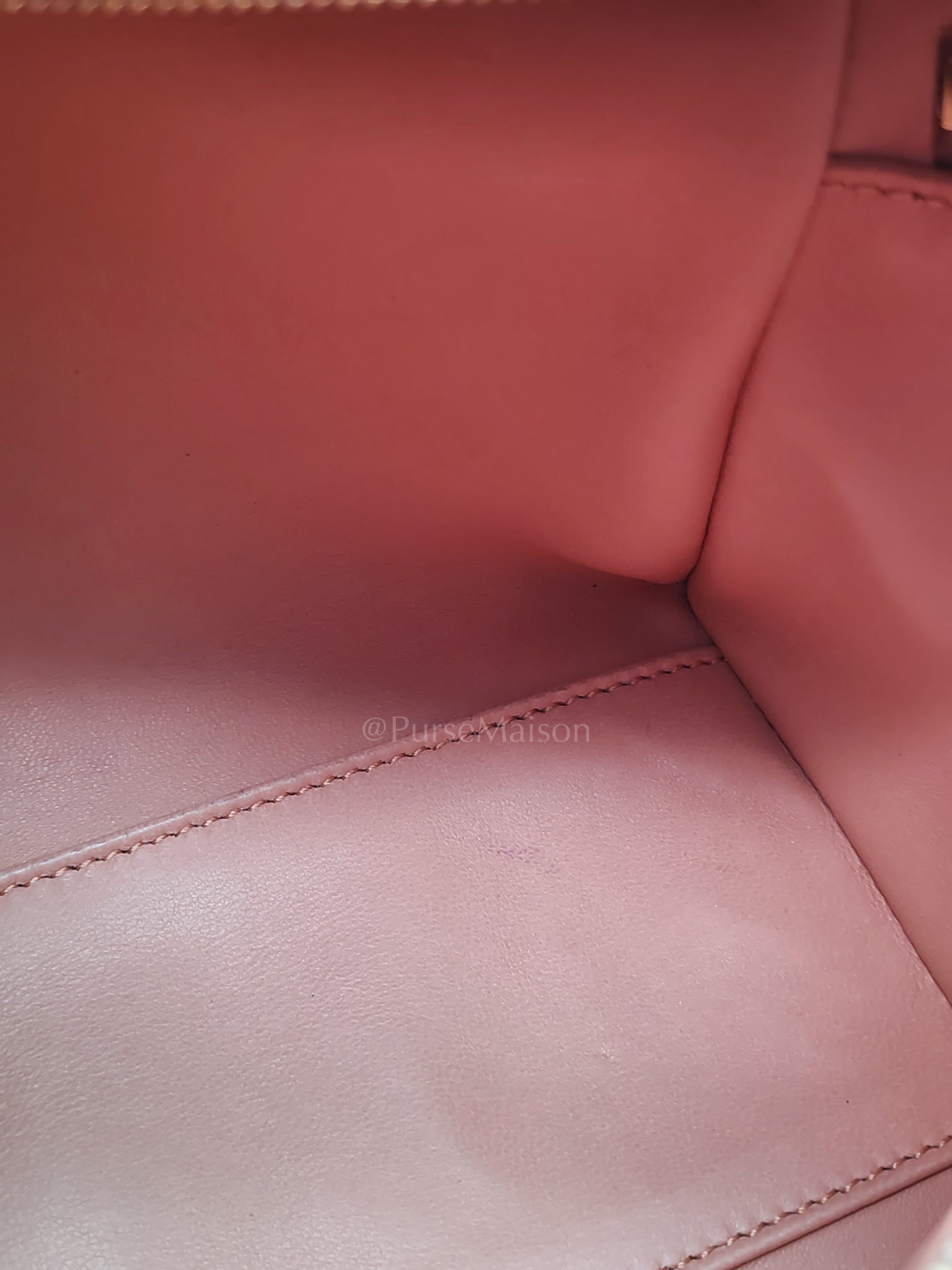 Extra Pocket L27 Pouch in Coral Pink Ostrich Leather & Gold Hardware | Purse Maison Luxury Bags Shop