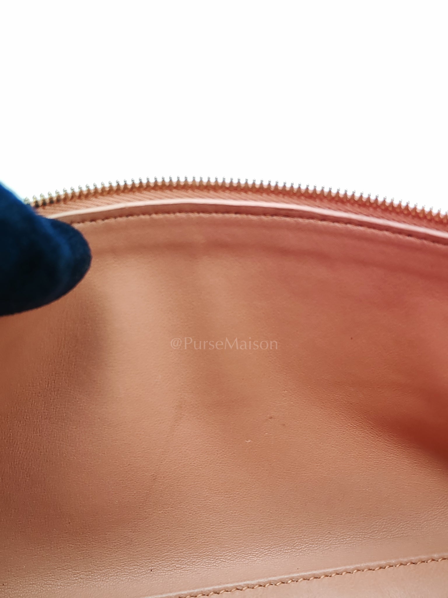 Extra Pocket L27 Pouch in Coral Pink Ostrich Leather & Gold Hardware | Purse Maison Luxury Bags Shop