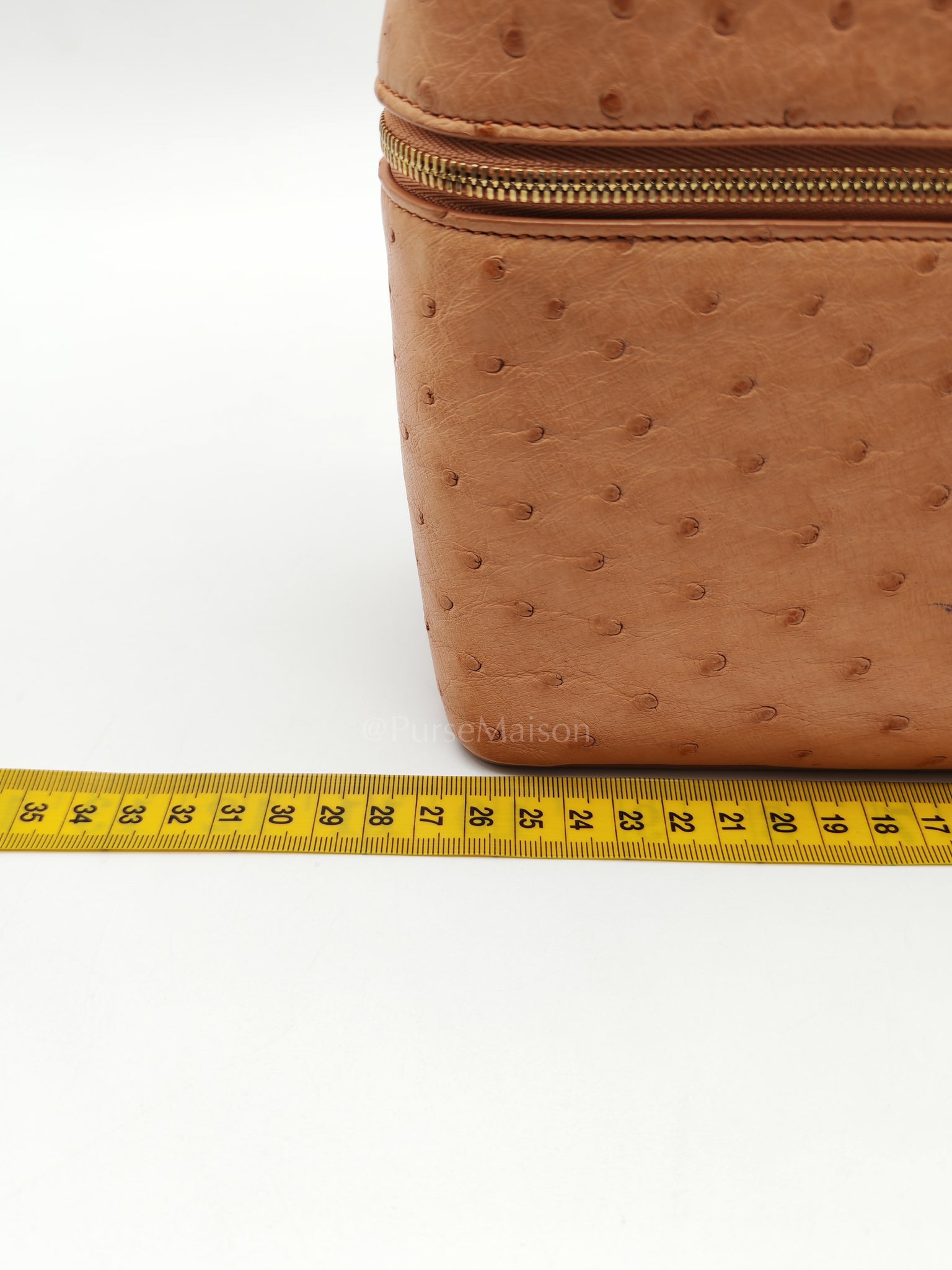 Extra Pocket L27 Pouch in Coral Pink Ostrich Leather & Gold Hardware | Purse Maison Luxury Bags Shop