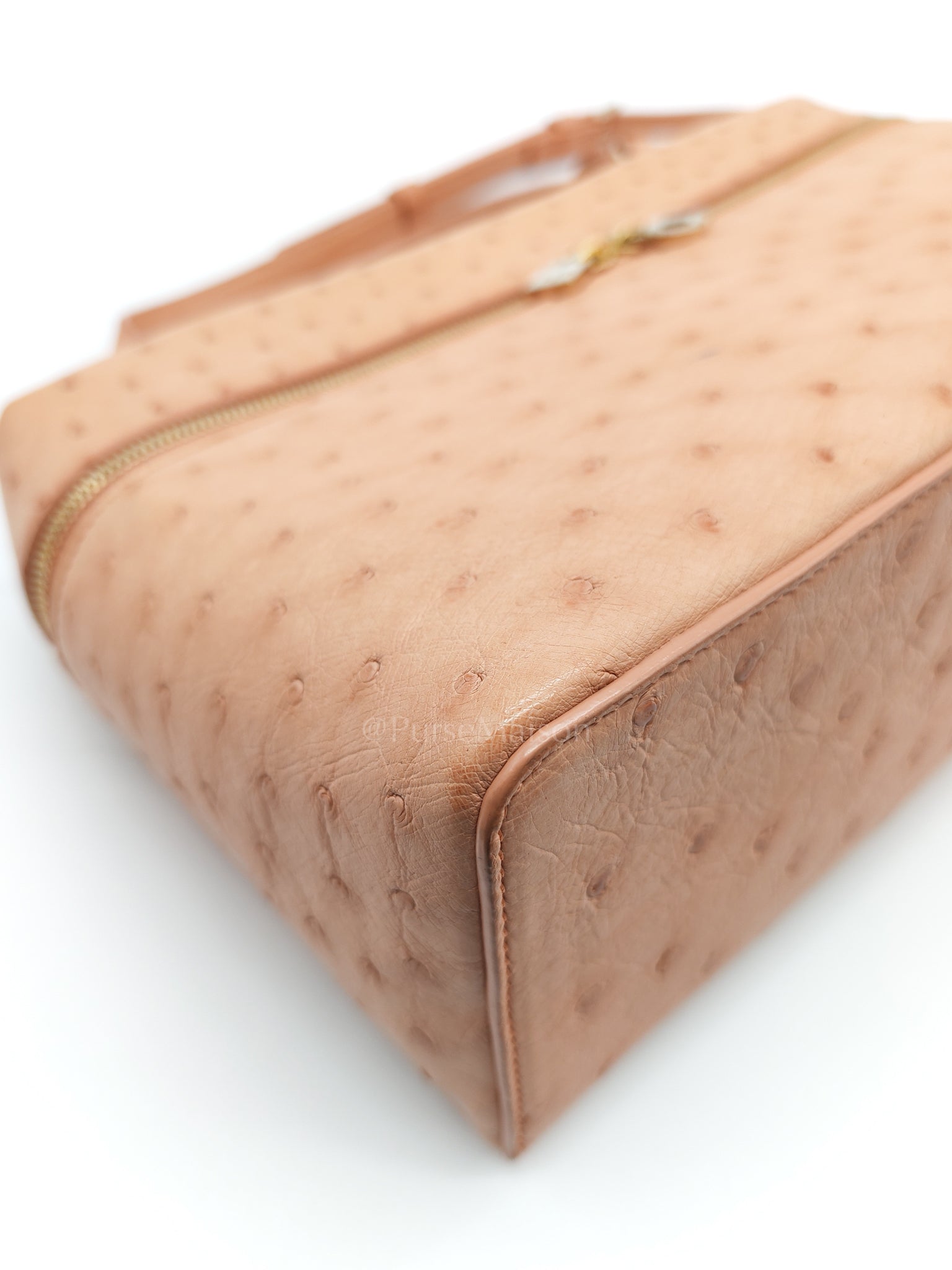 Extra Pocket L27 Pouch in Coral Pink Ostrich Leather & Gold Hardware | Purse Maison Luxury Bags Shop