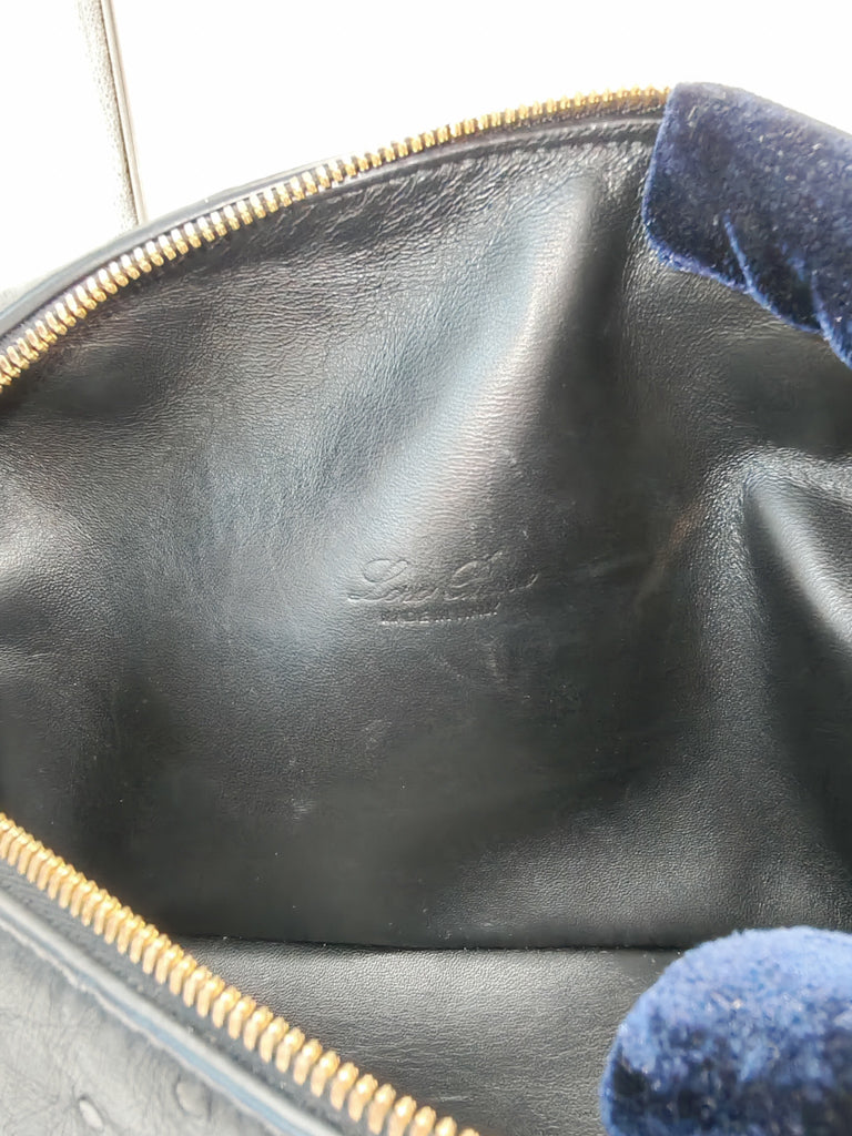 Extra Pocket Pouch L19 Black Ostrich Leather | Purse Maison Luxury Bags Shop