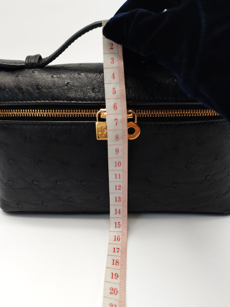 Extra Pocket Pouch L19 Black Ostrich Leather | Purse Maison Luxury Bags Shop