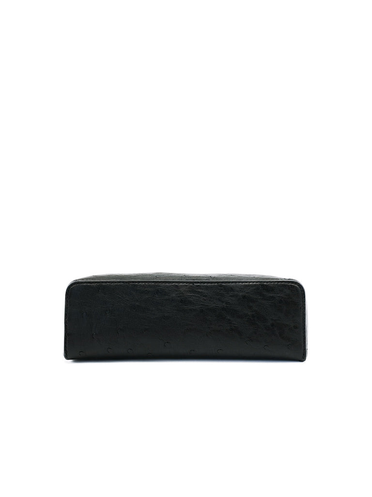 Extra Pocket Pouch L19 Black Ostrich Leather | Purse Maison Luxury Bags Shop