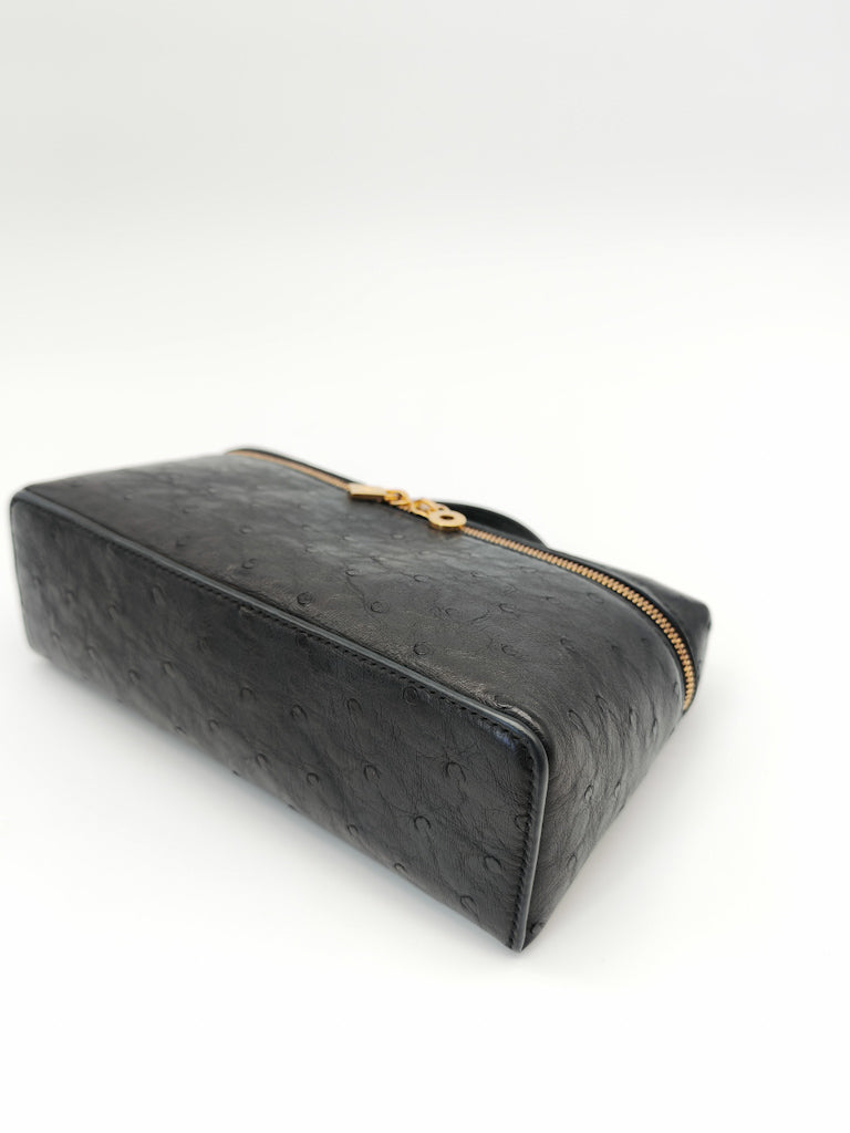 Extra Pocket Pouch L19 Black Ostrich Leather | Purse Maison Luxury Bags Shop
